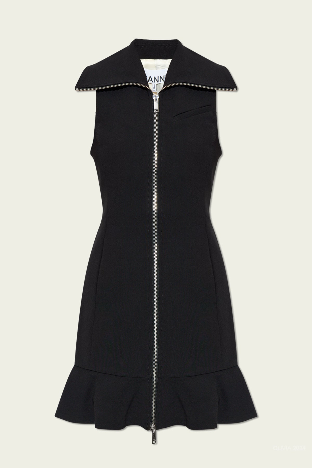 Bonded Crepe Mini Dress in Black - shop - olivia.com