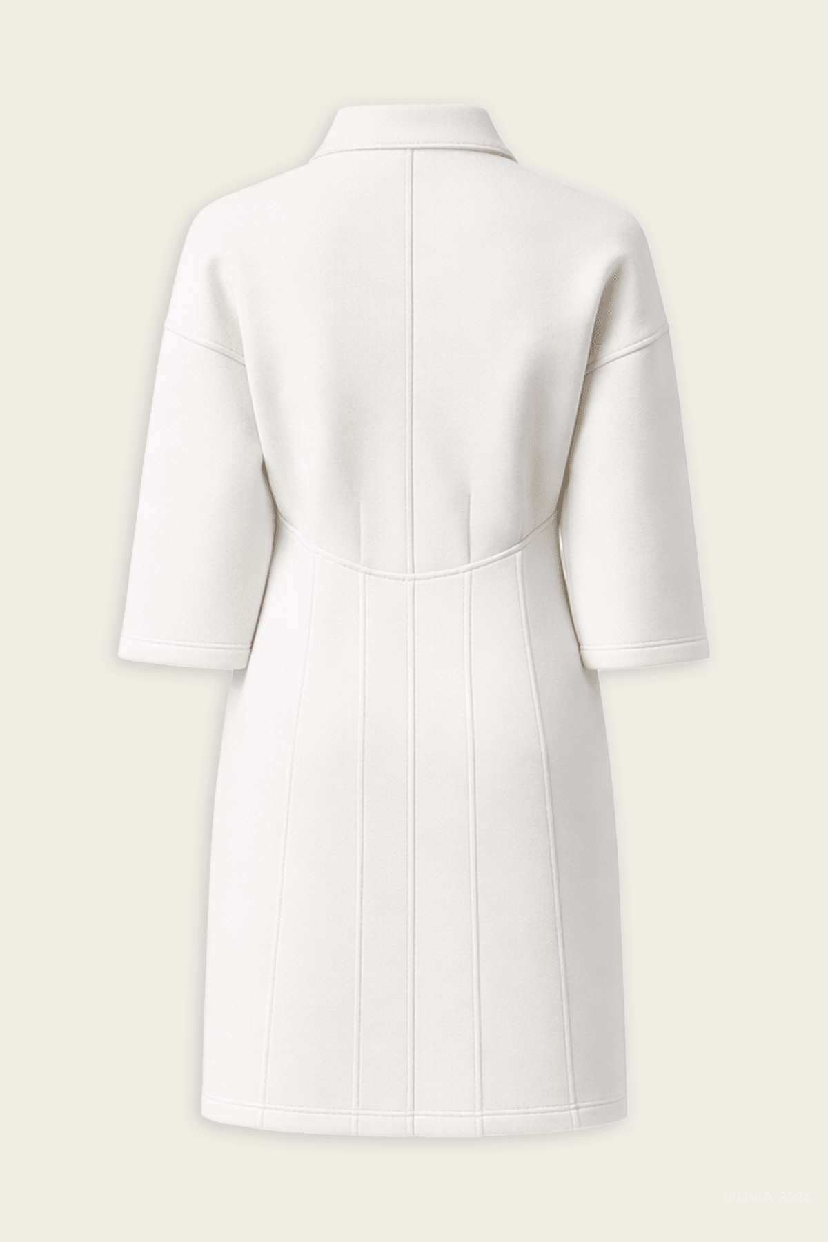 Bonded Viscose Zip Front Short Sleeve Slim Tunic in Ivory - shop - olivia.com