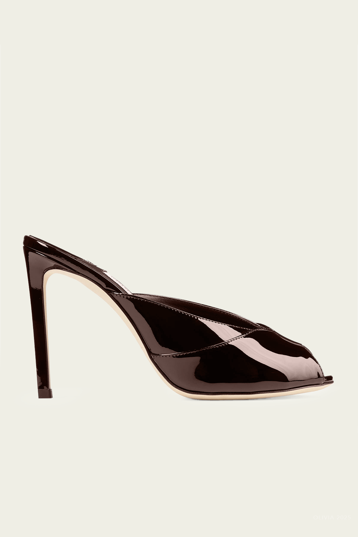 Brigitte Patent Mule 100 in Chocolate - shop - olivia.com