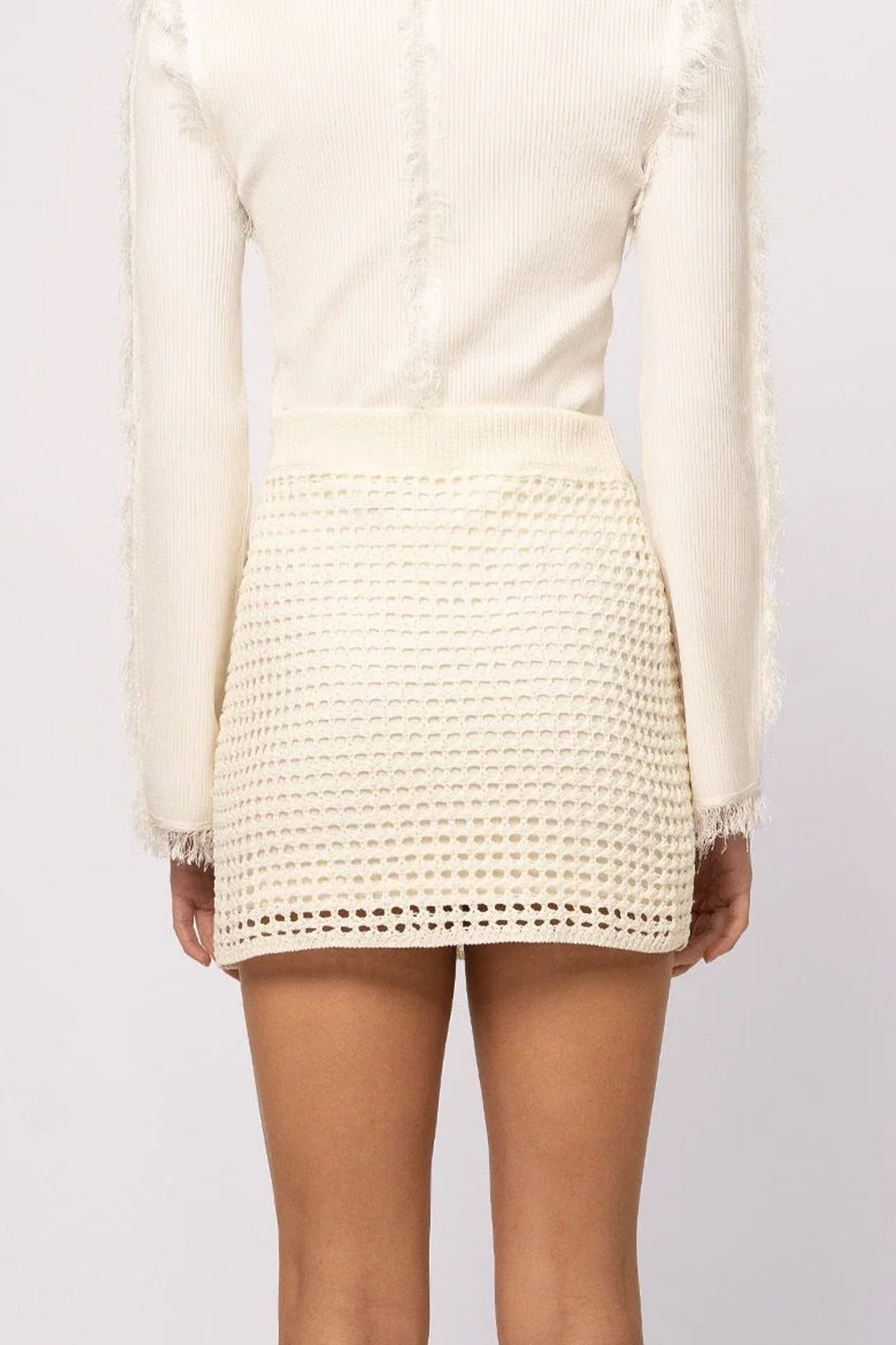 Brinley Knit Mini Skirt in Ivory - shop-olivia.com