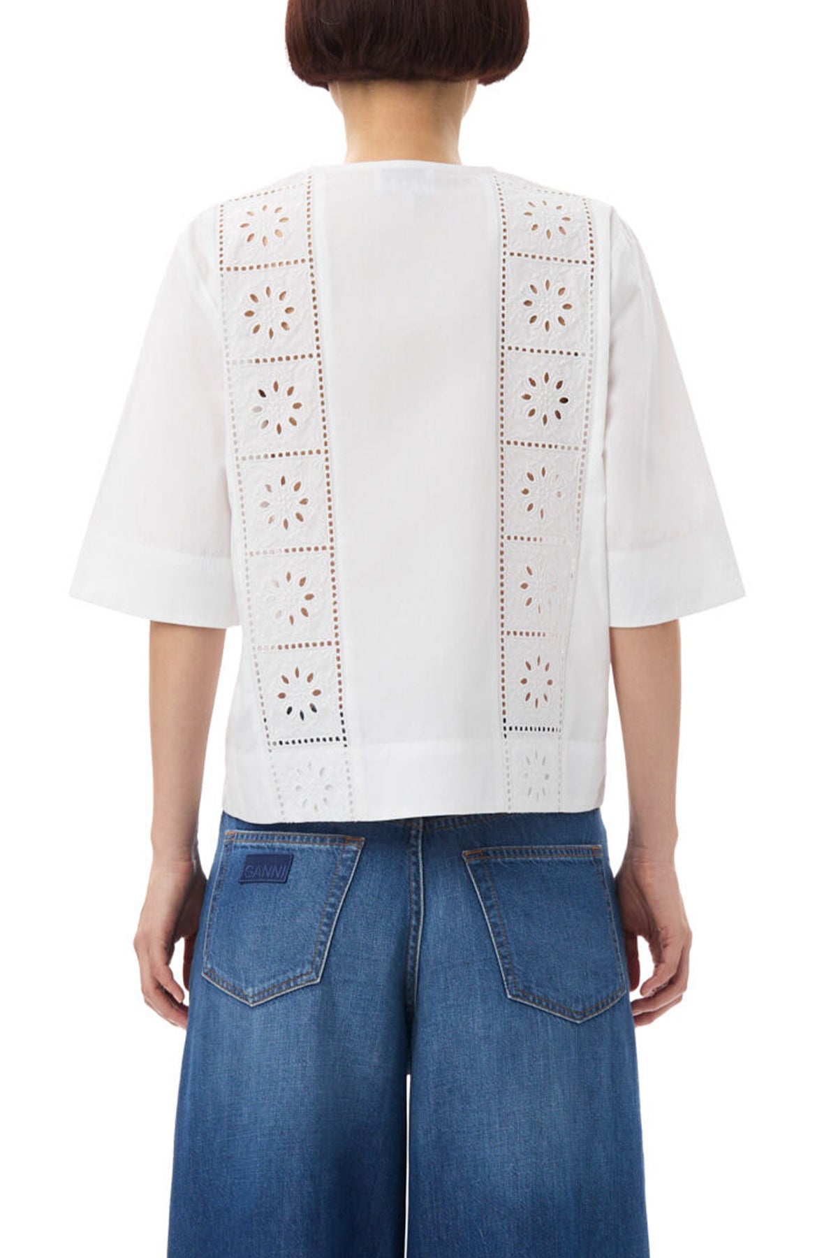 Broderie Anglaise Tie Blouse in Bright White - shop - olivia.com