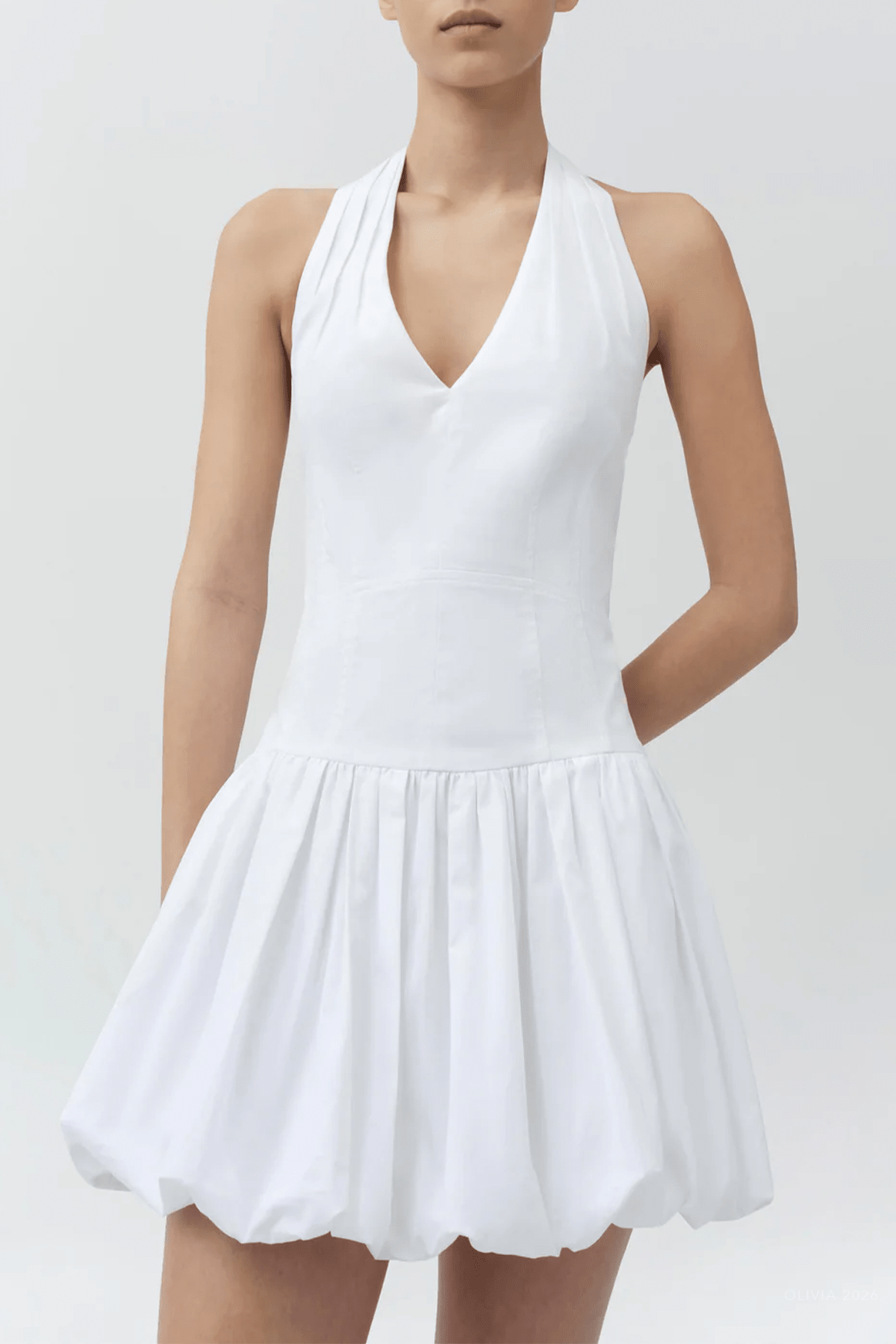 Brooke Cotton Halter Mini Dress in White - shop - olivia.com