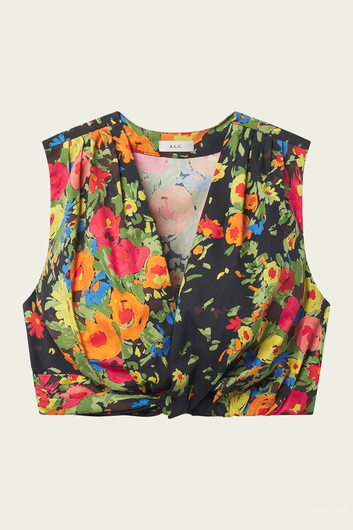 Brooklyn Cropped Floral Top in Black Persimmon - shop-olivia.com