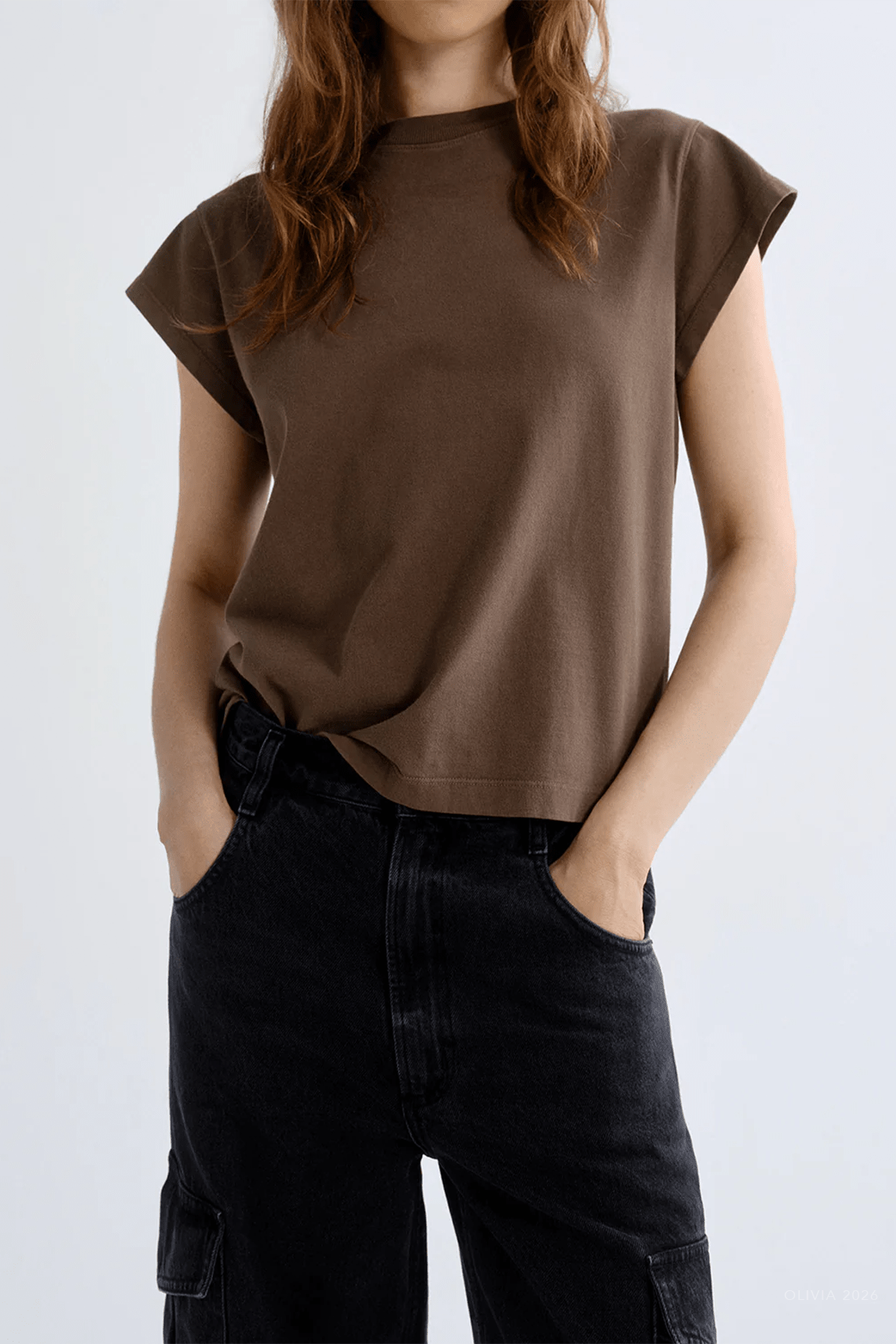 Bryce Cap-Sleeve Tee in Uniform - shop-olivia.com