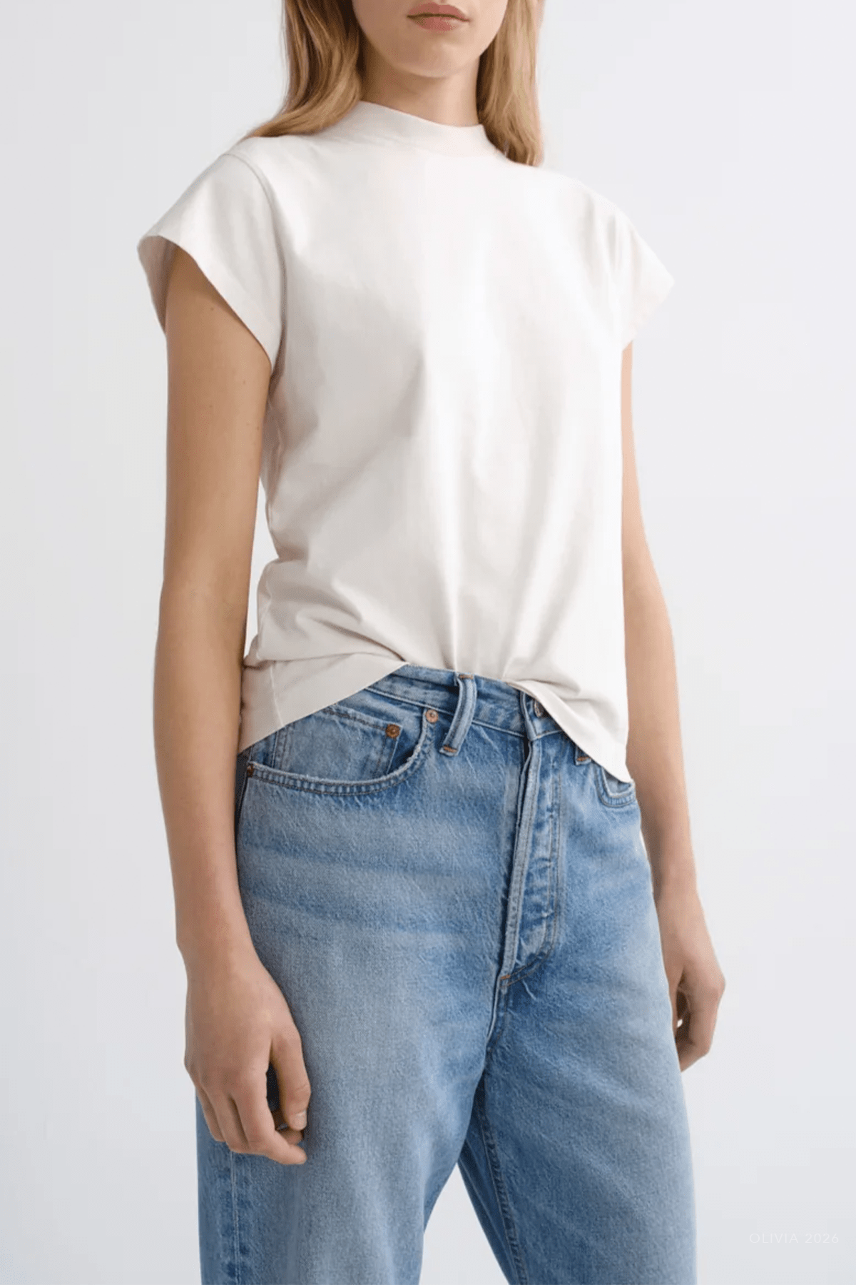 Bryce Long-Line Tee in Bone - shop-olivia.com