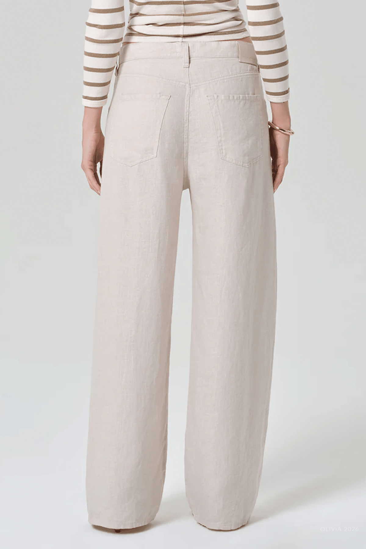 Brynn Drawstring Linen Trouser in Pale Stone - shop - olivia.com