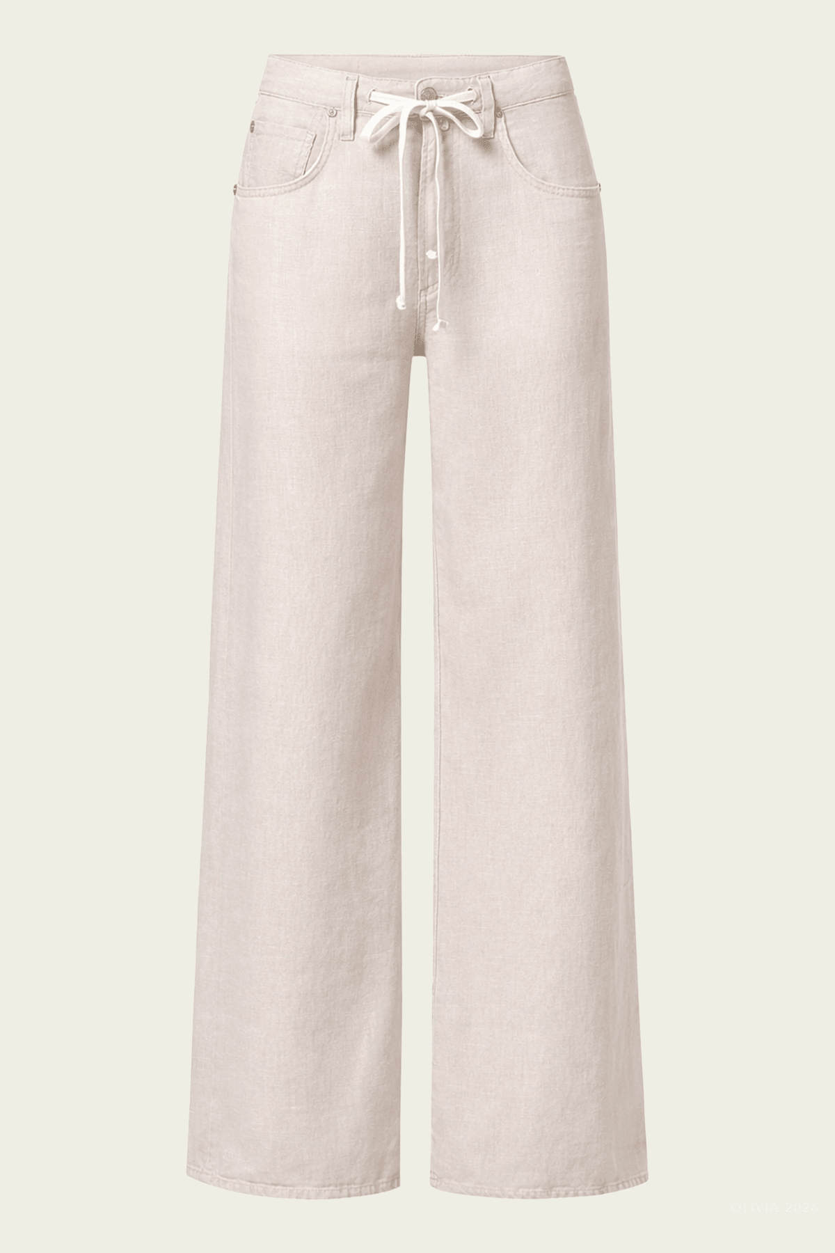 Brynn Drawstring Linen Trouser in Pale Stone - shop - olivia.com