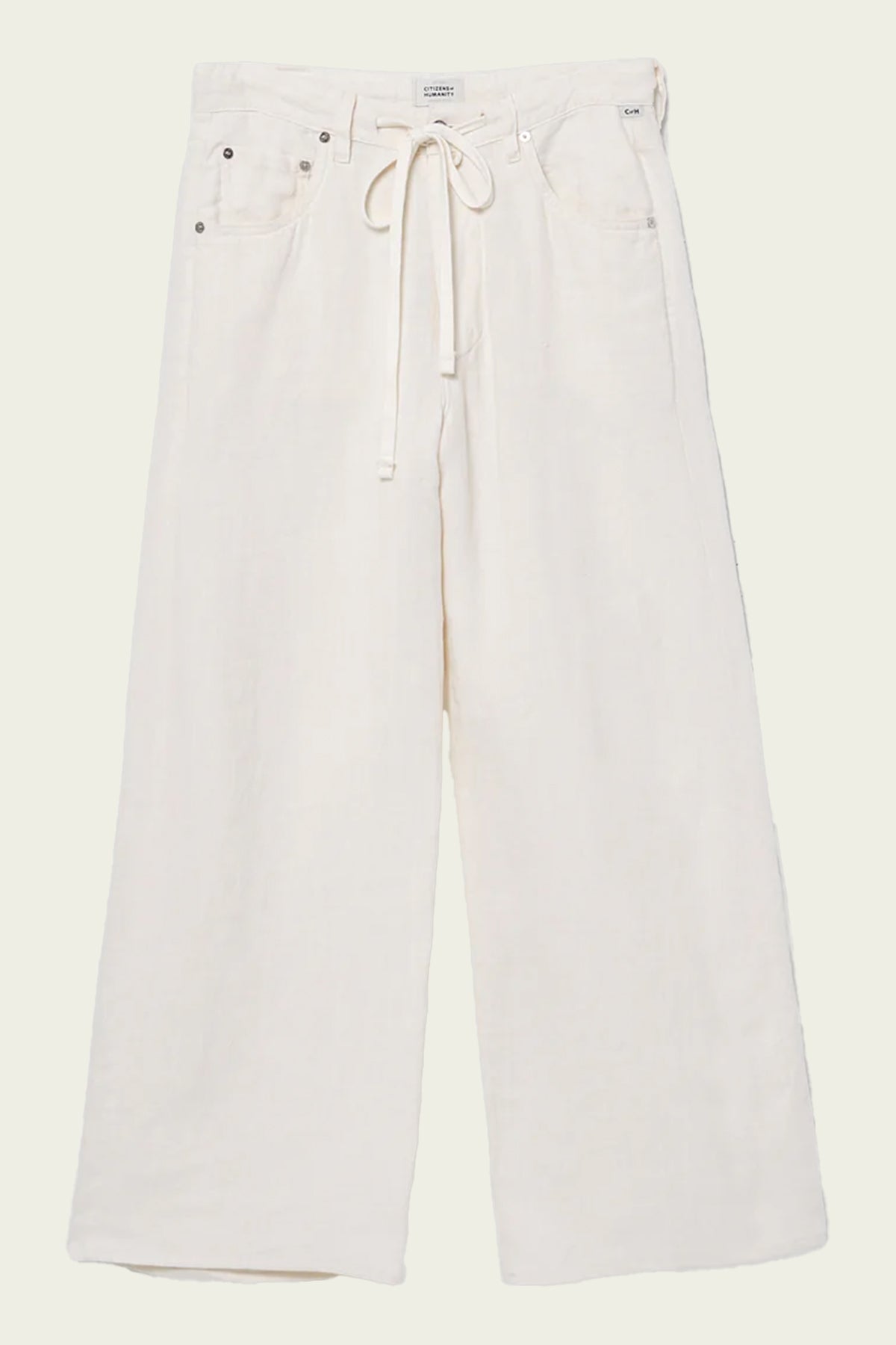 Brynn Drawstring Linen Trouser in Vanilla - shop - olivia.com