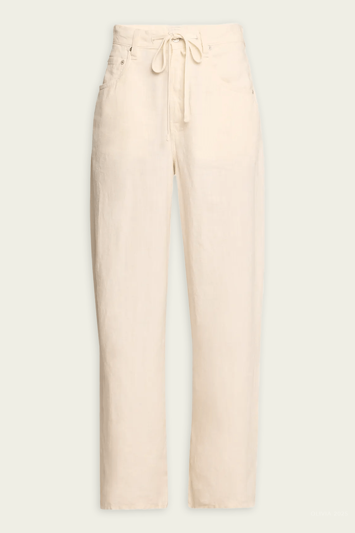 Brynn Drawstring Linen Trouser in Vanilla - shop - olivia.com