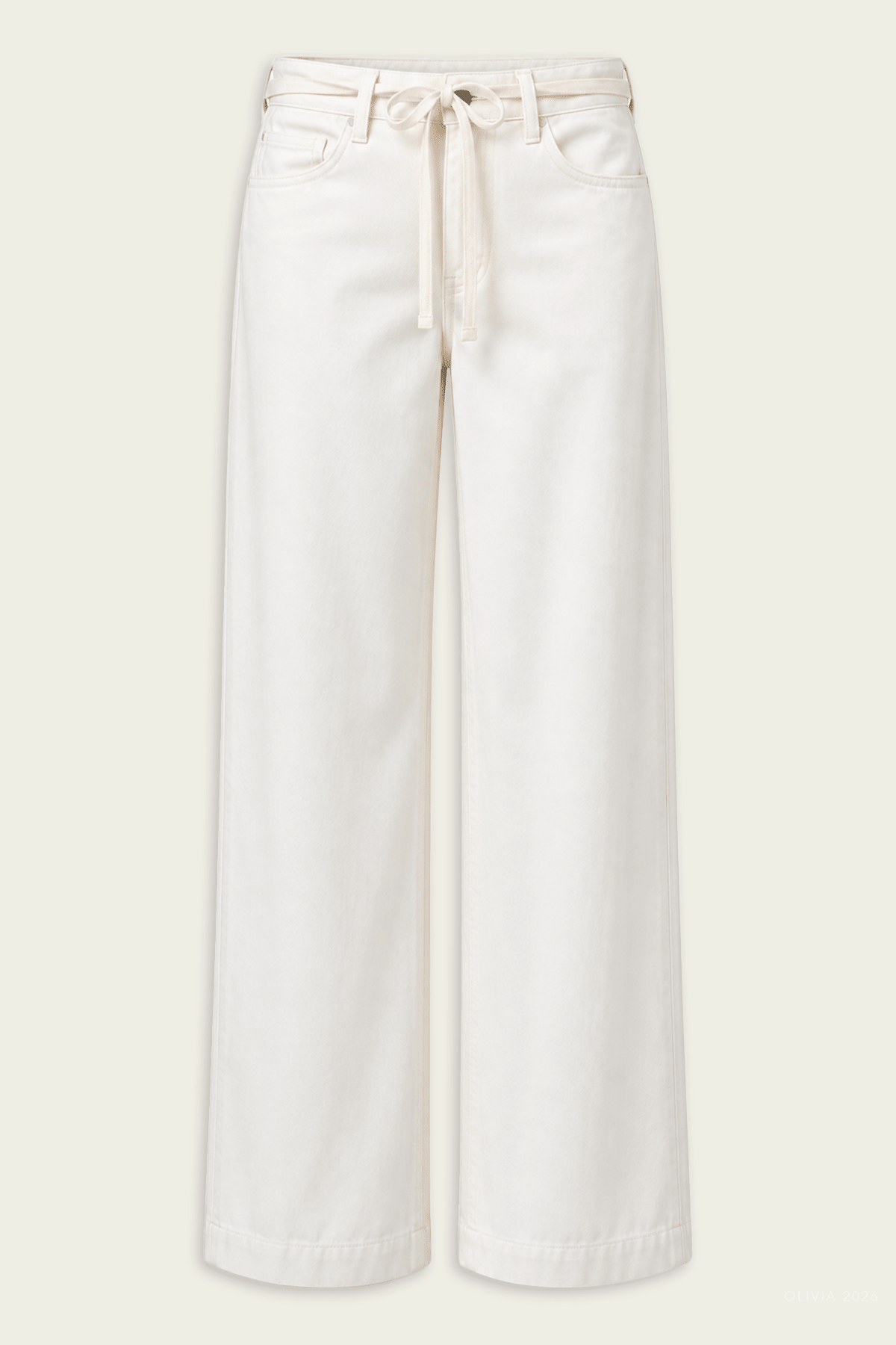 Brynn Drawstring Trouser in Winter White - shop-olivia.com