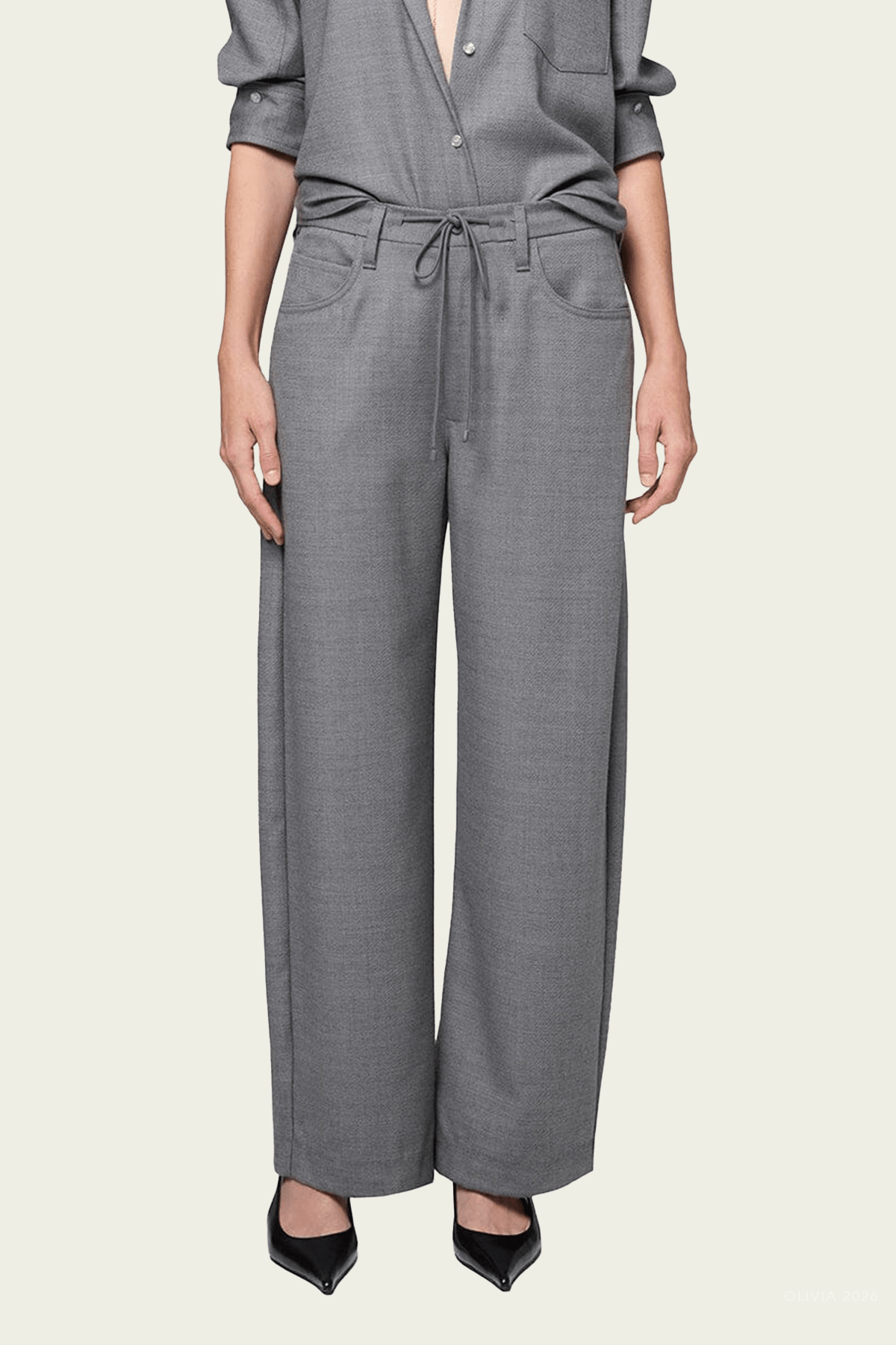 Brynn Felted Wool Trouser in Gris - shop-olivia.com