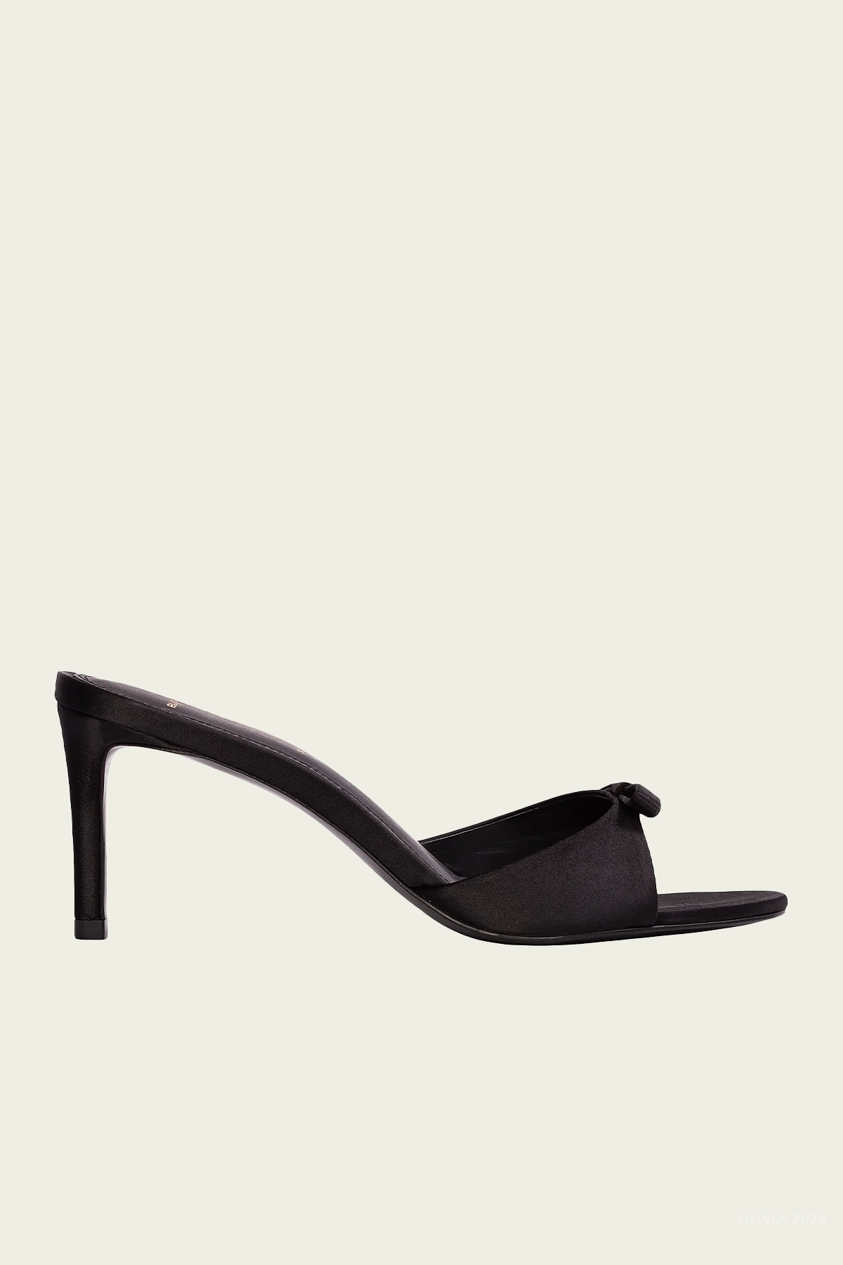 Albie 65 Mule in Black Satin