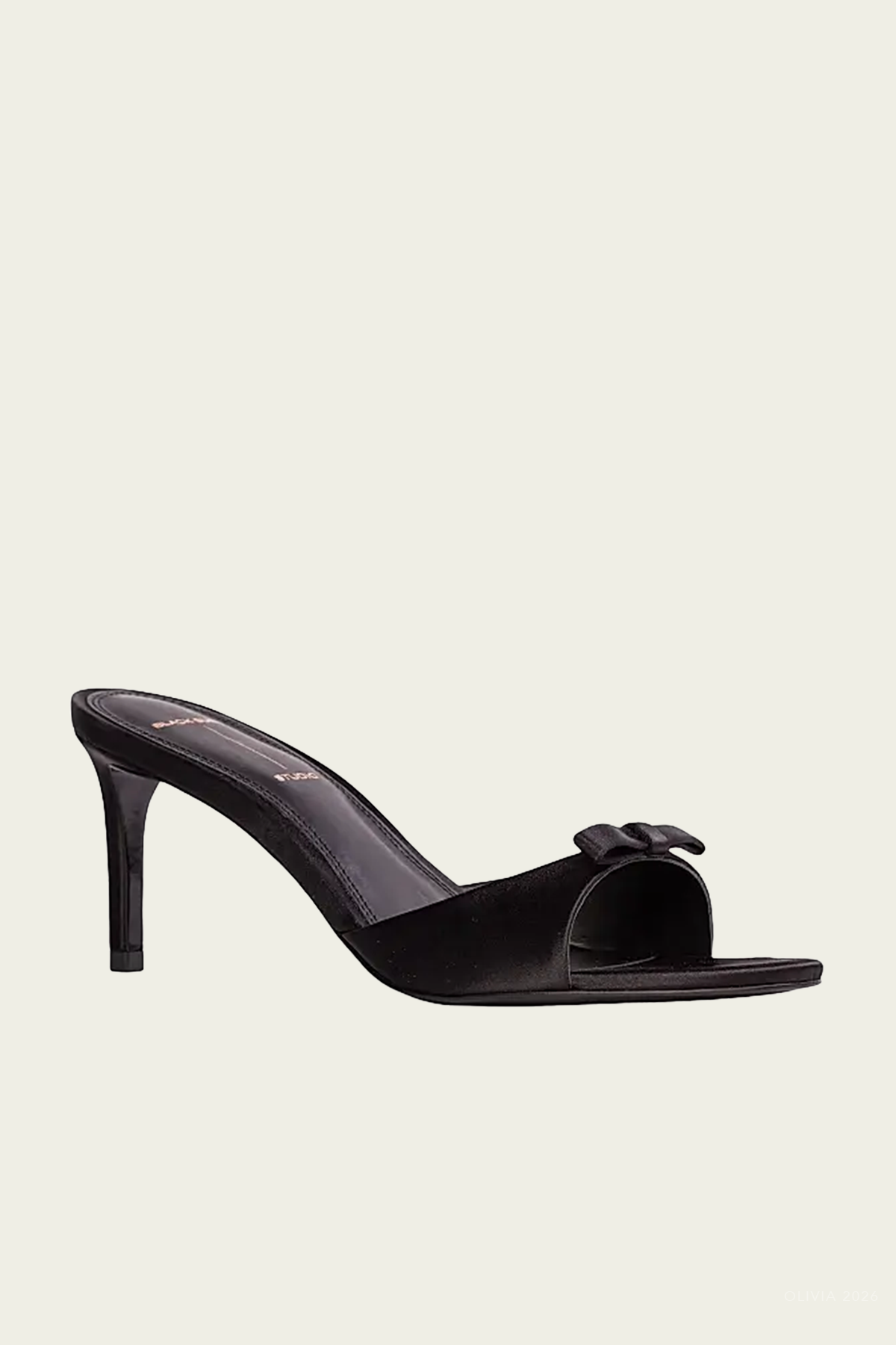 Albie 65 Mule in Black Satin