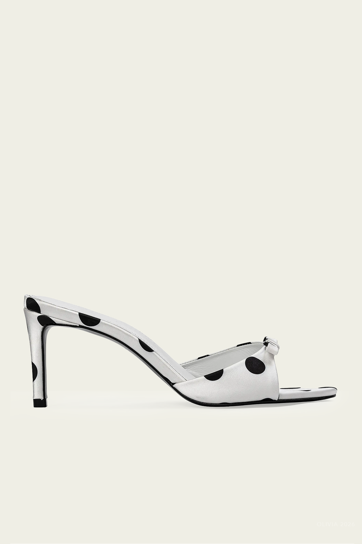 Albie 65 Mule in White Black Polka Dot