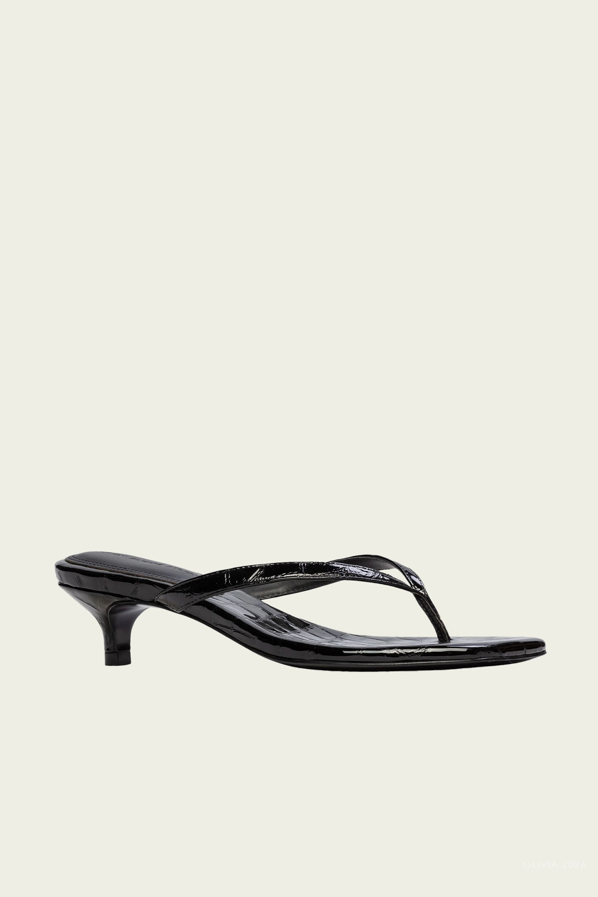 Kendal 35 Sandal in Black Croc Patent