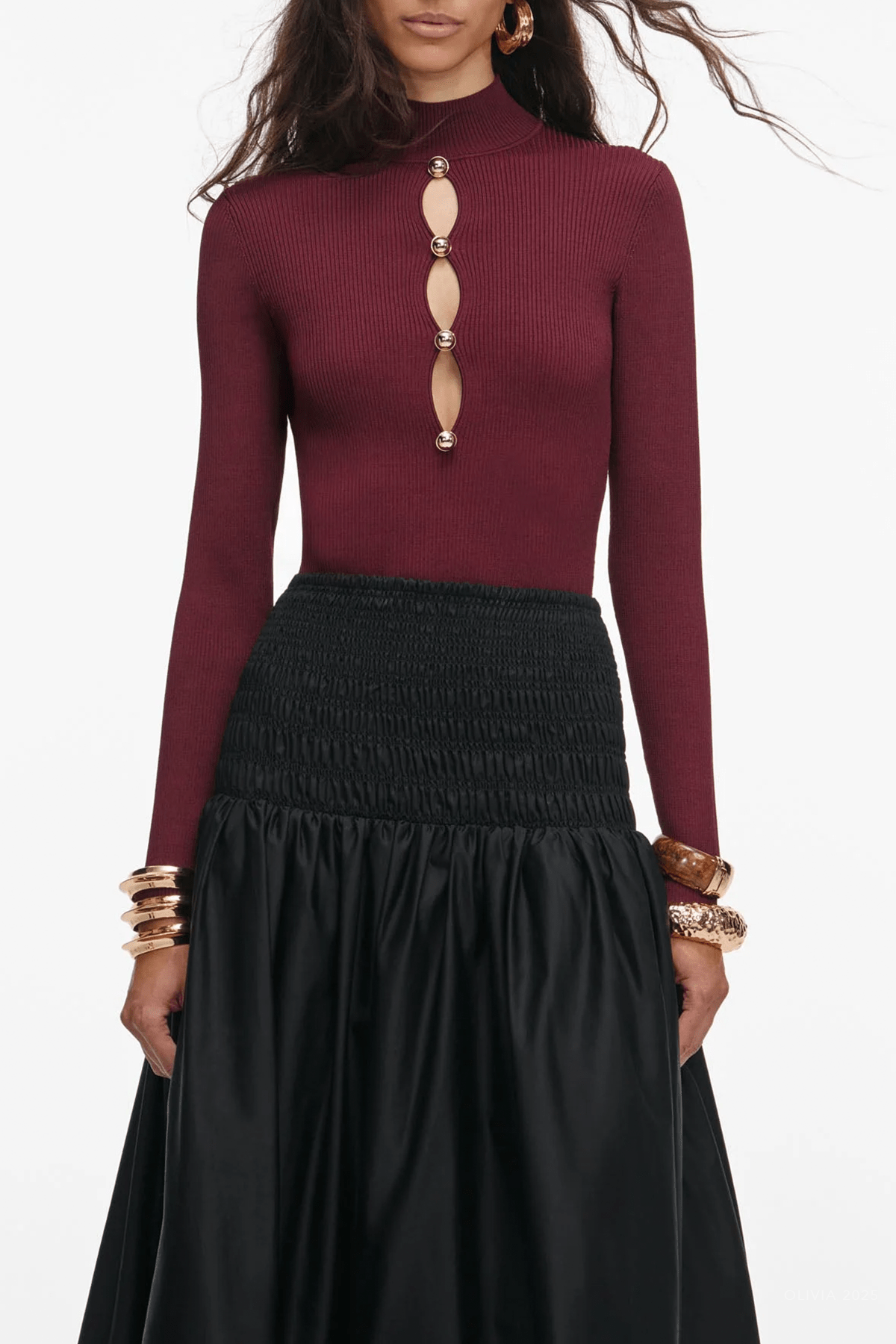 Burgundy Keyhole Knit Top - shop - olivia.com