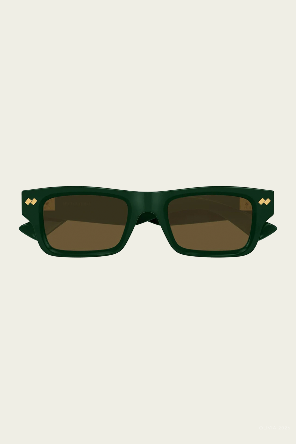 Dizzy Square Sunglasses in Green Brown