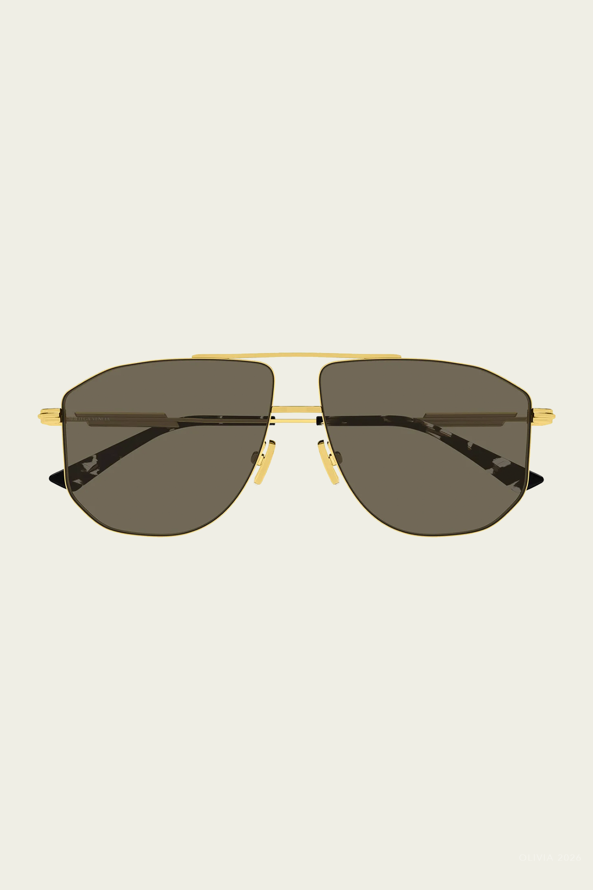 Large-Square Aviator Sunglasses in Shiny Gold