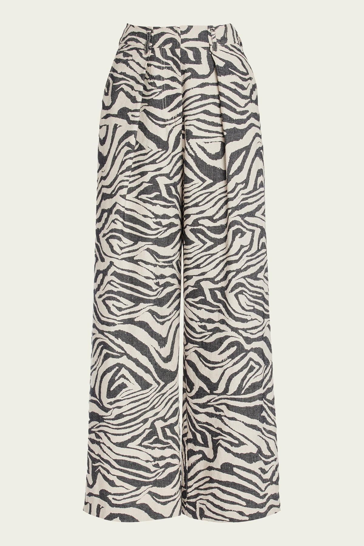 Cai Pleated Wide-Leg Pants in Zebra - shop-olivia.com