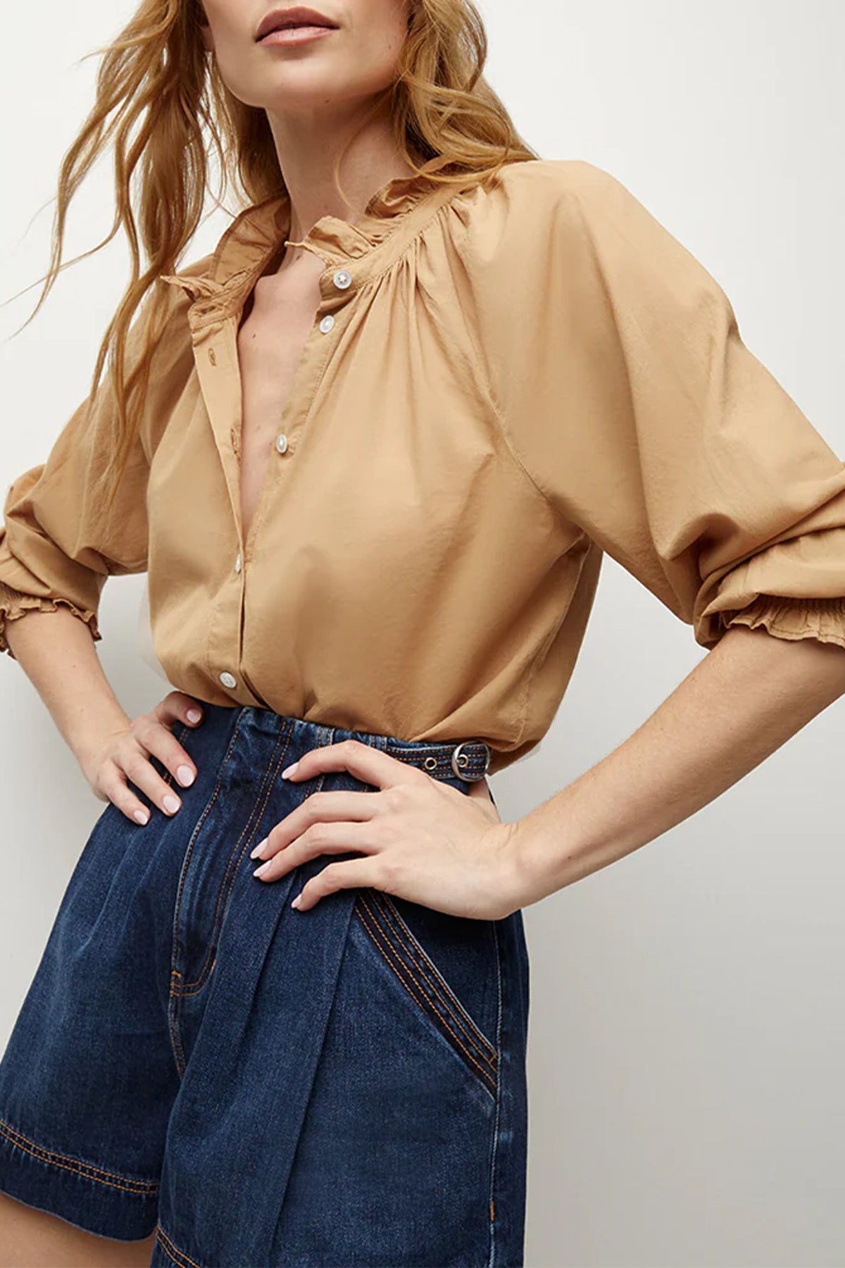 Calisto Cotton Shirt in Khaki - shop - olivia.com