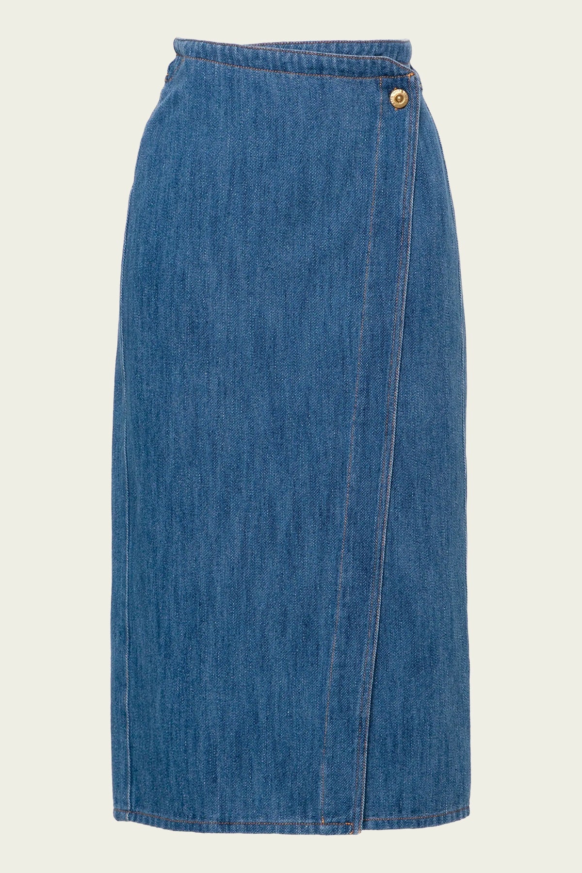 Calvary Cotton Denim Wrap Skirt in Delavé - shop - olivia.com