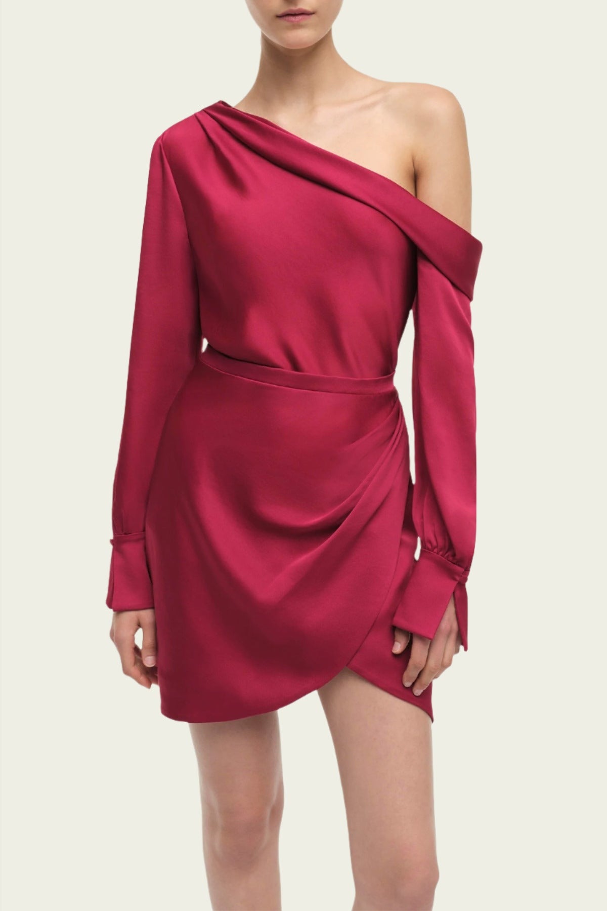 Cameron One - Shoulder Midi Dress in Cherry Red - shop - olivia.com