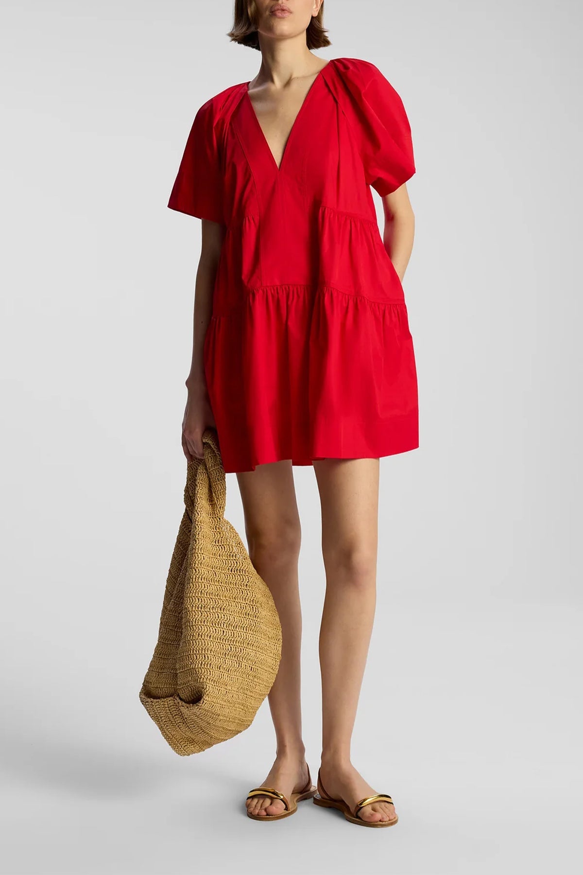 Camila Cotton Mini Dress in Rouge - shop - olivia.com