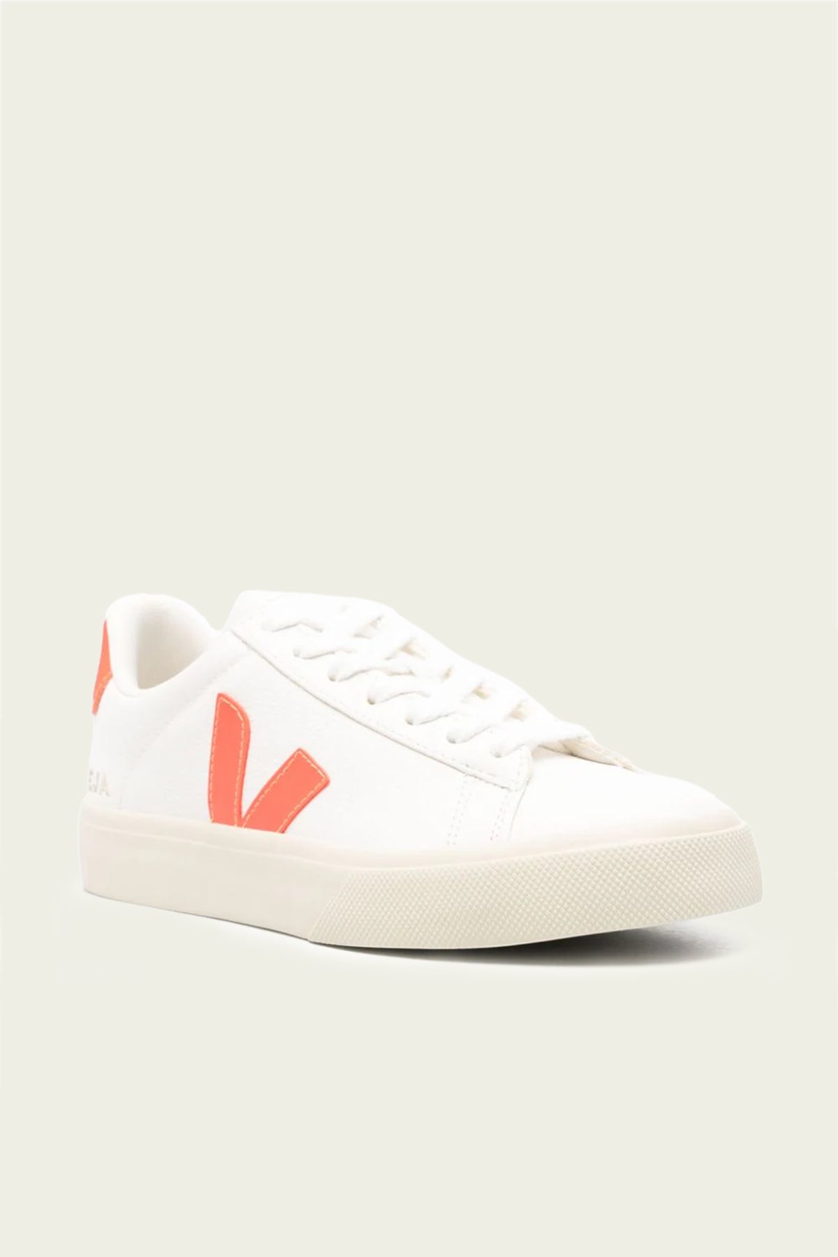 Campo Chromefree Leather Sneaker in White Orange Fluo - shop - olivia.com