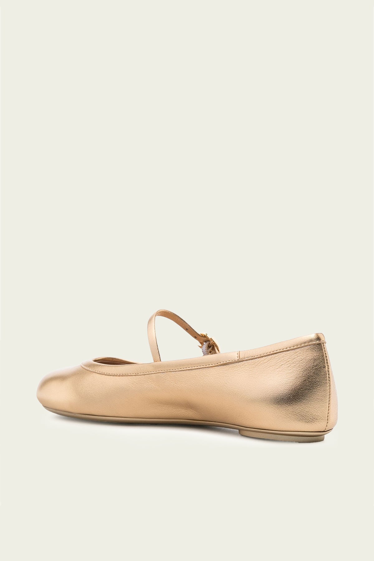 Carla Leather Ballerina Flats in Gold - shop-olivia.com