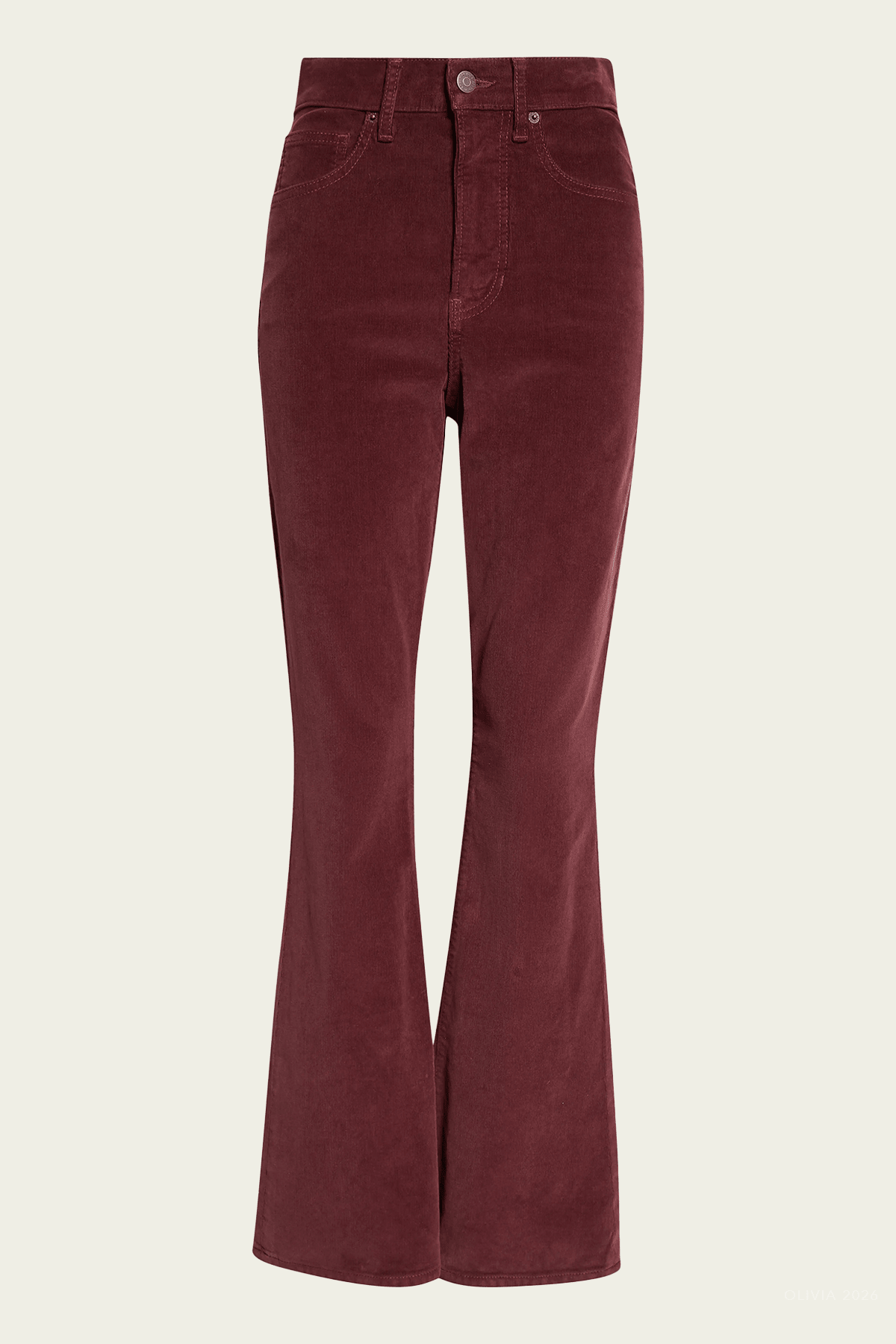 Carson Corduroy Kick-Flare Pant in Burgundy - shop-olivia.com