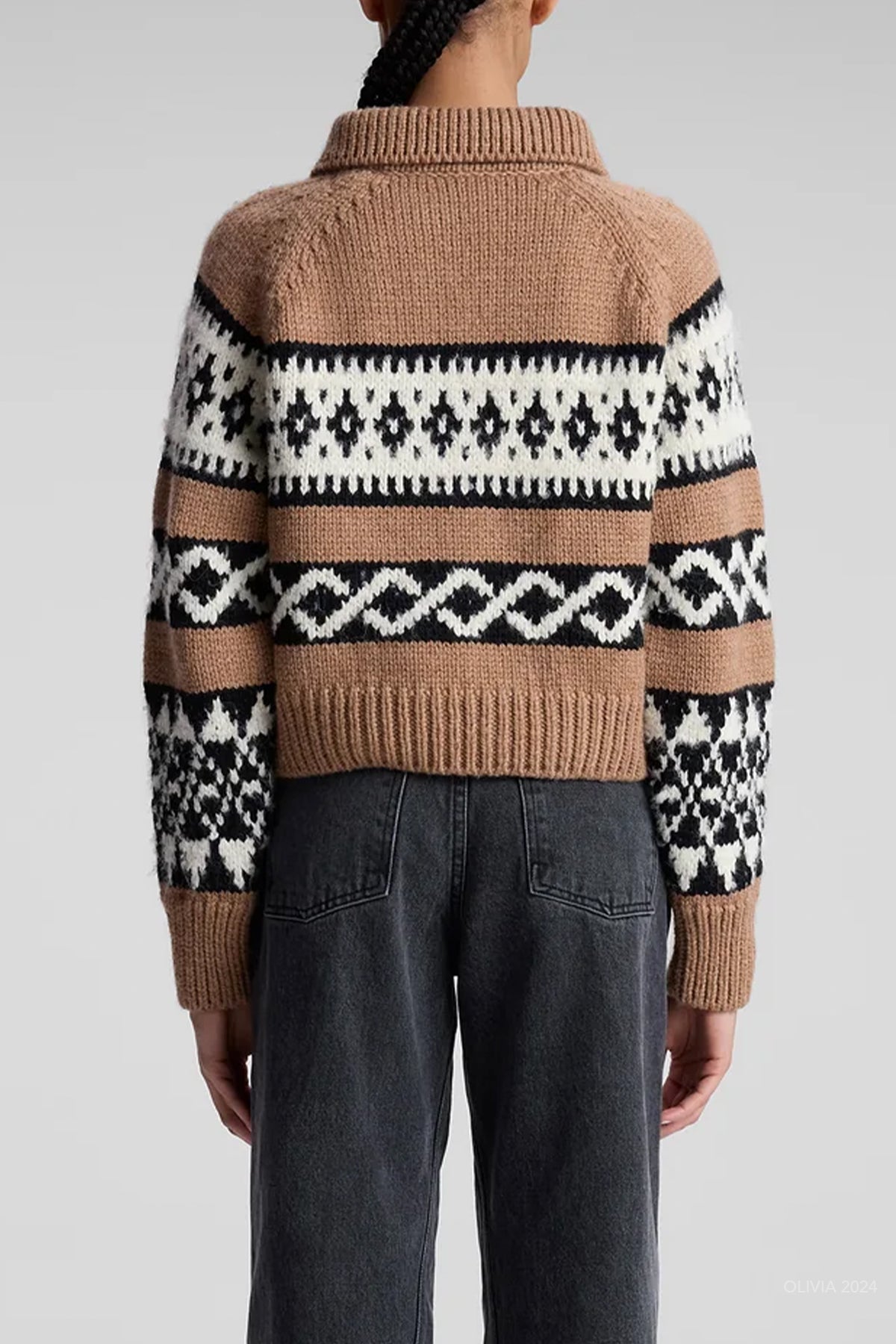 Carter Merino Fairisle Sweater in Camel Multi - shop - olivia.com