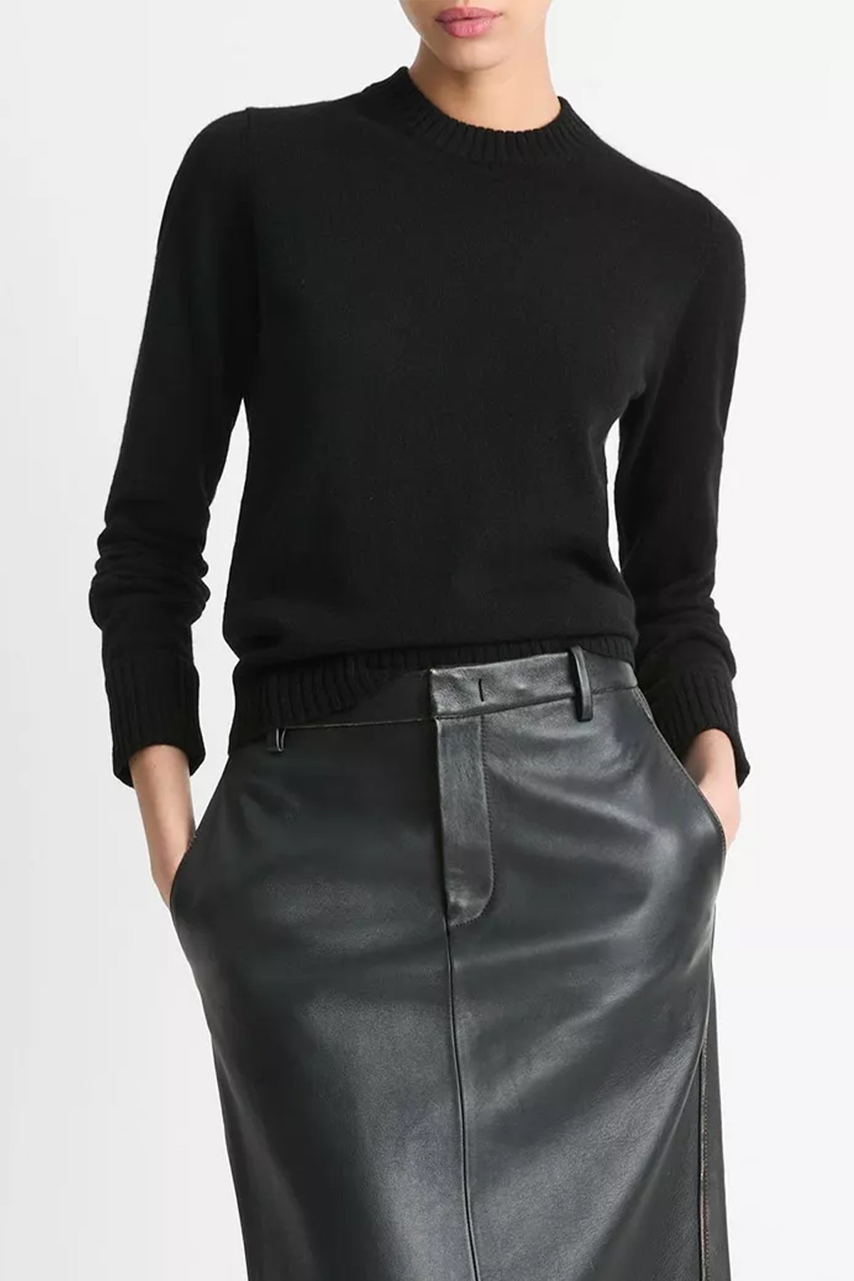 Cashmere Crew Neck Sweater in Black - shop - olivia.com