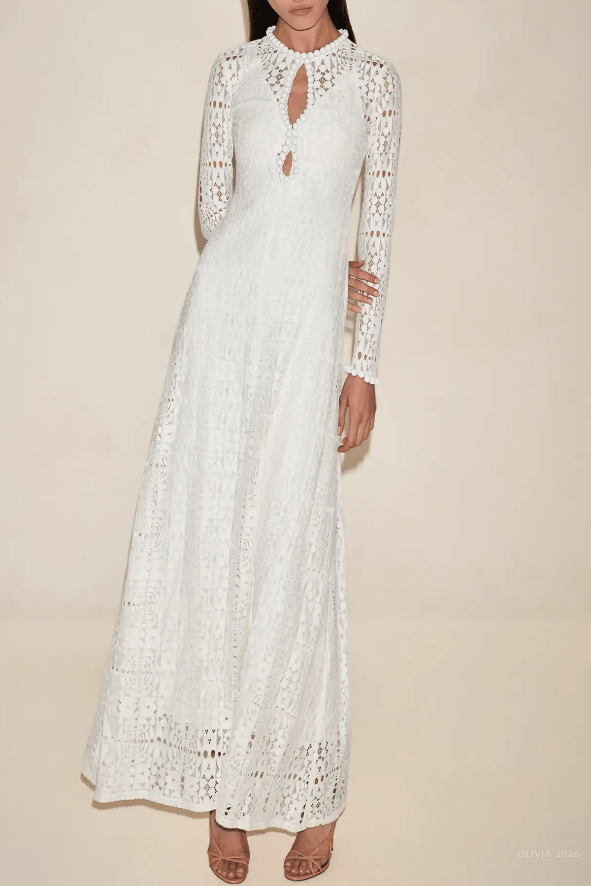 Casilda Maxi Dress in Blanc - shop-olivia.com