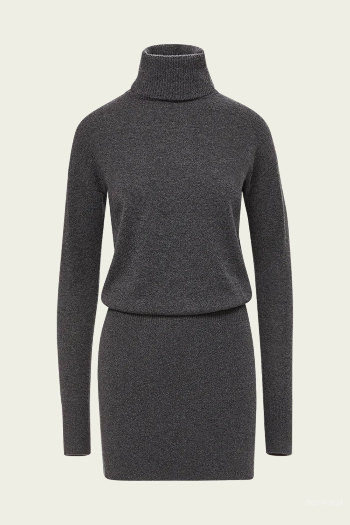 Cassidy Turtleneck Mini Dress in Charcoal - shop - olivia.com