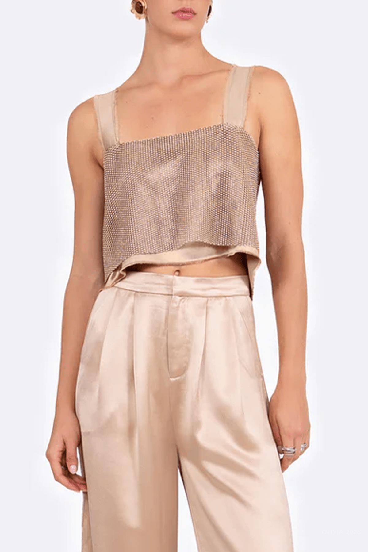 Catrina Jewel Tank in Sand - shop-olivia.com