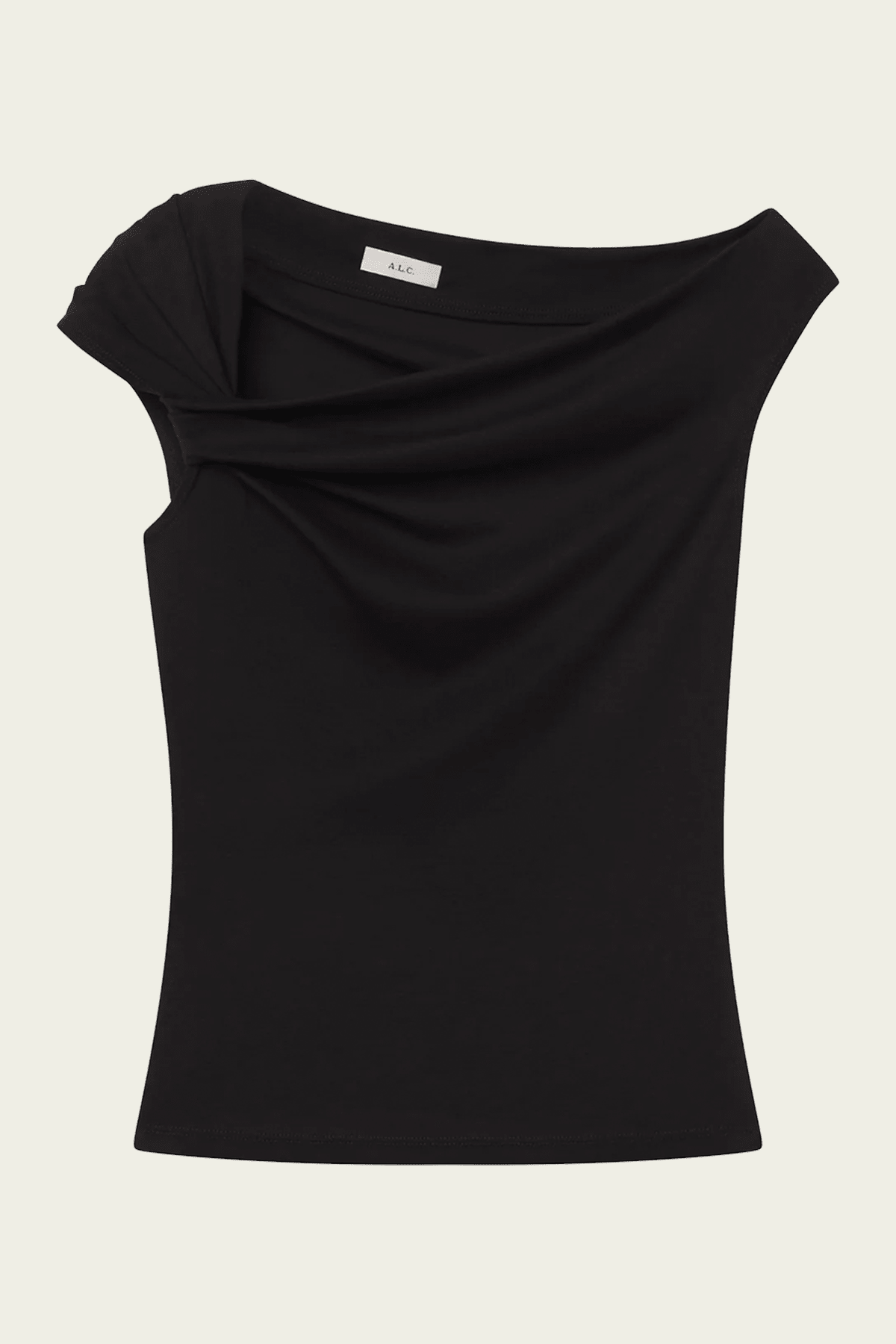 Cece Off-Shoulder Tee in Black - shop-olivia.com