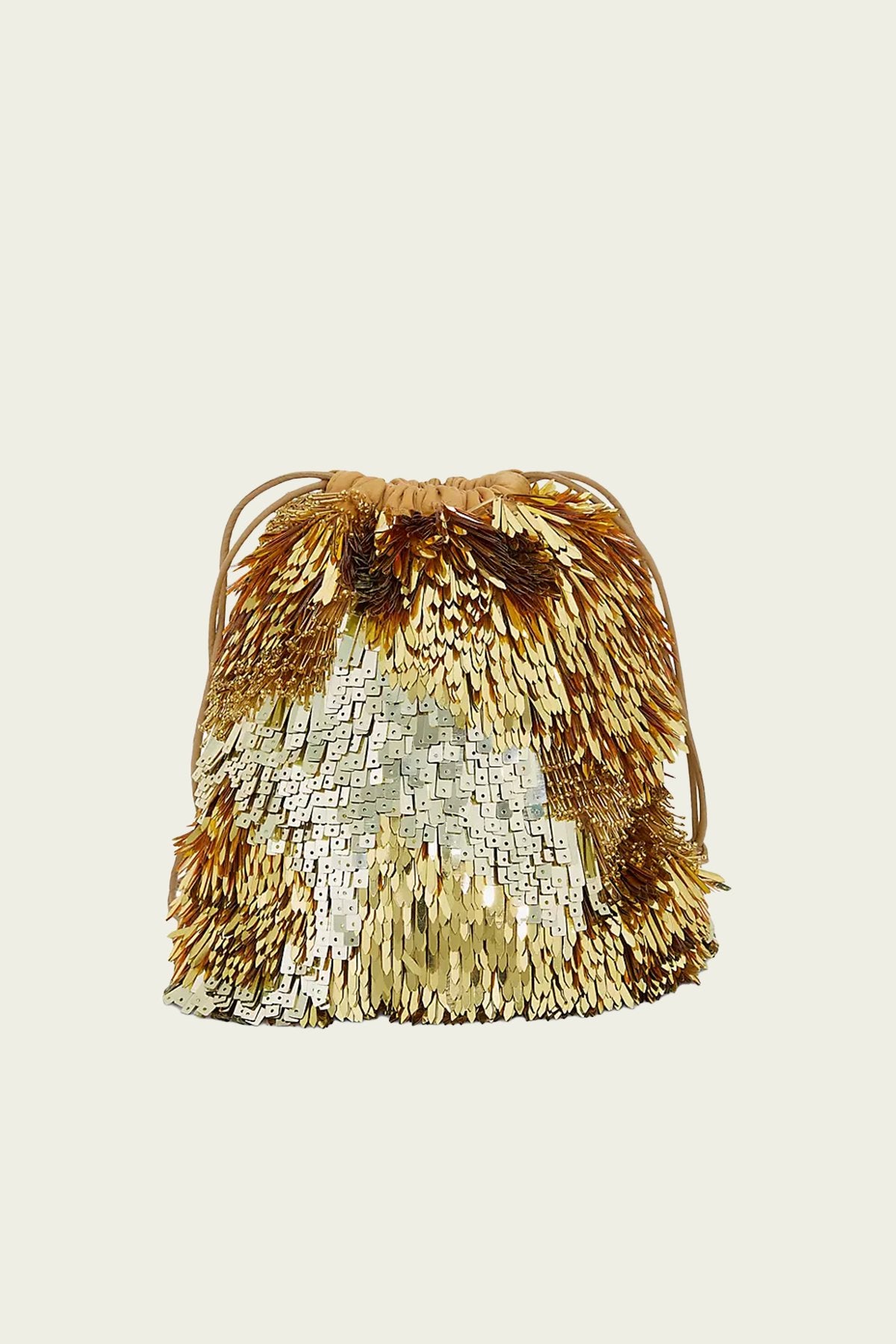 Celeste Paillette Drawstring Bag in Gilt - shop - olivia.com