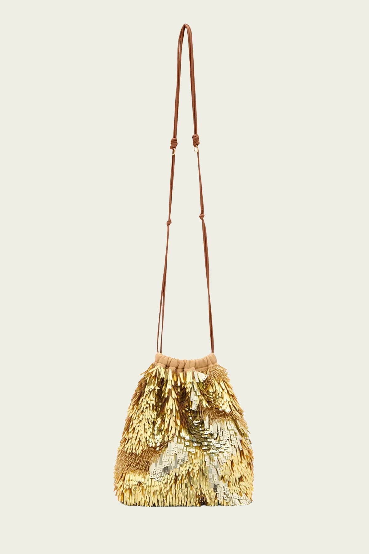 Celeste Paillette Drawstring Bag in Gilt - shop - olivia.com