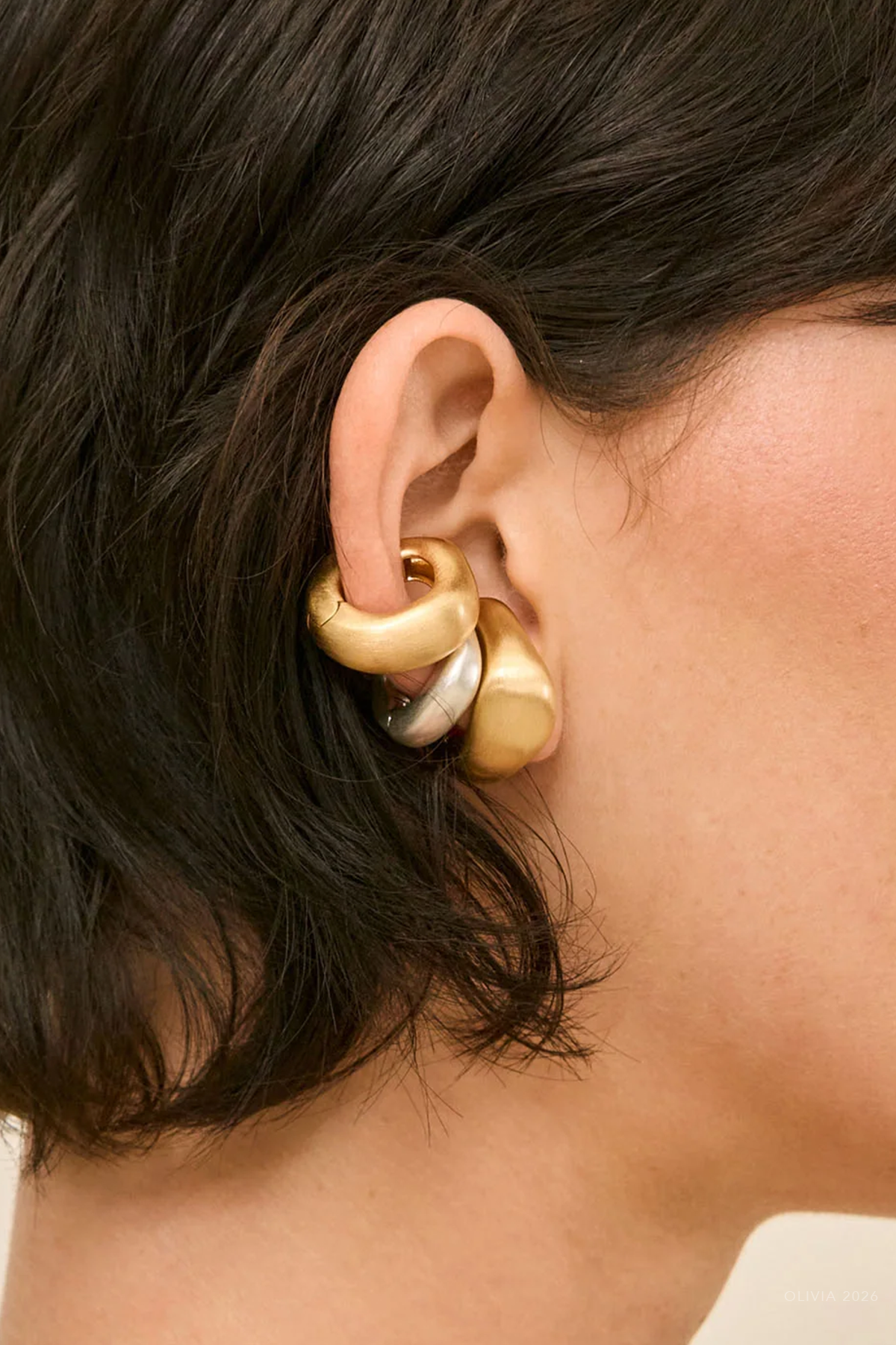 Solene Ear Cuff Set in Brushed Antique Brass