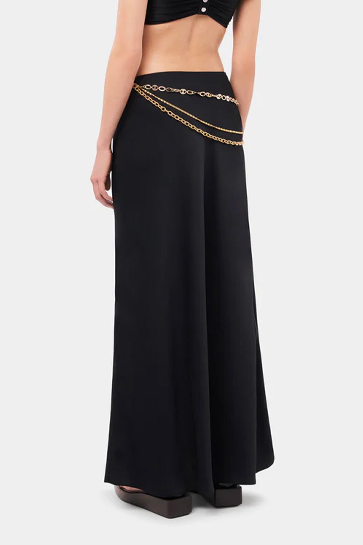 Chain-Detail Maxi Skirt in Black - shop-olivia.com