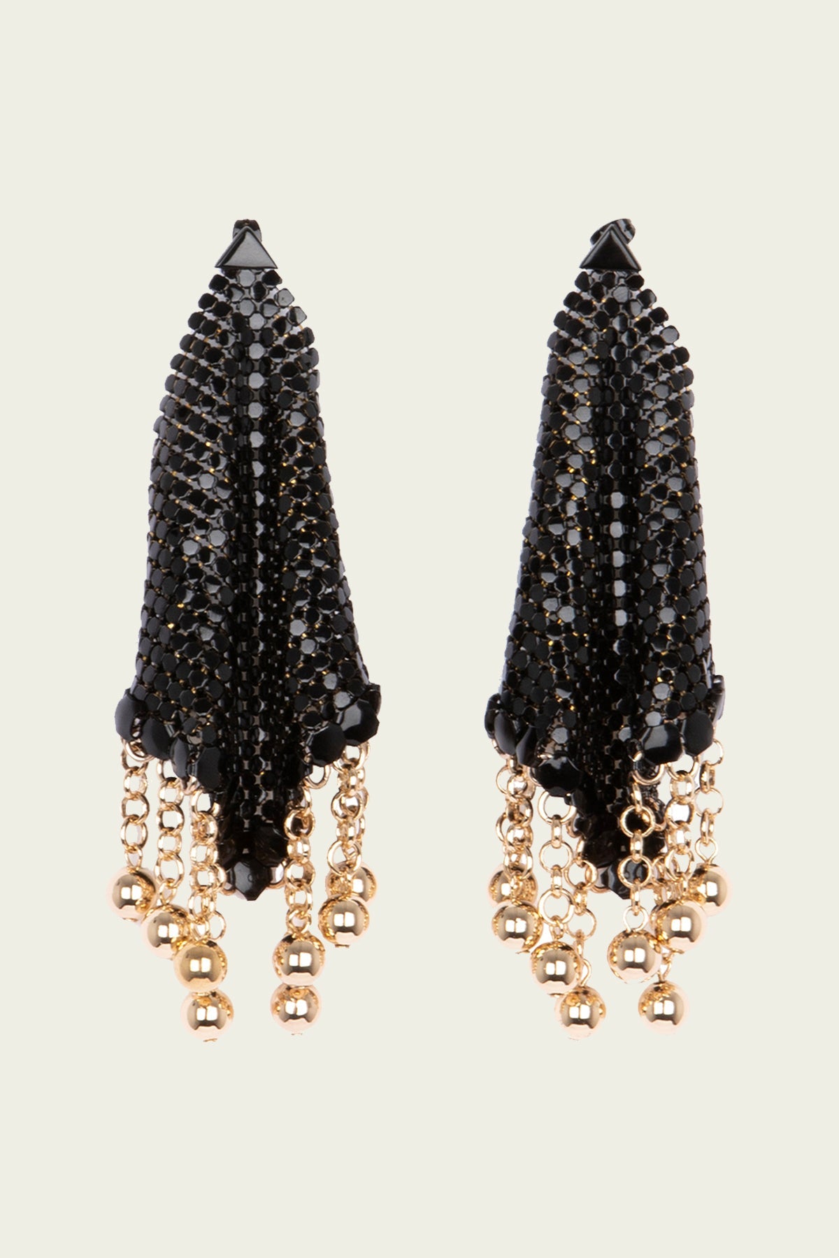 Chainmail Metal Earrings in Black Gold - shop - olivia.com