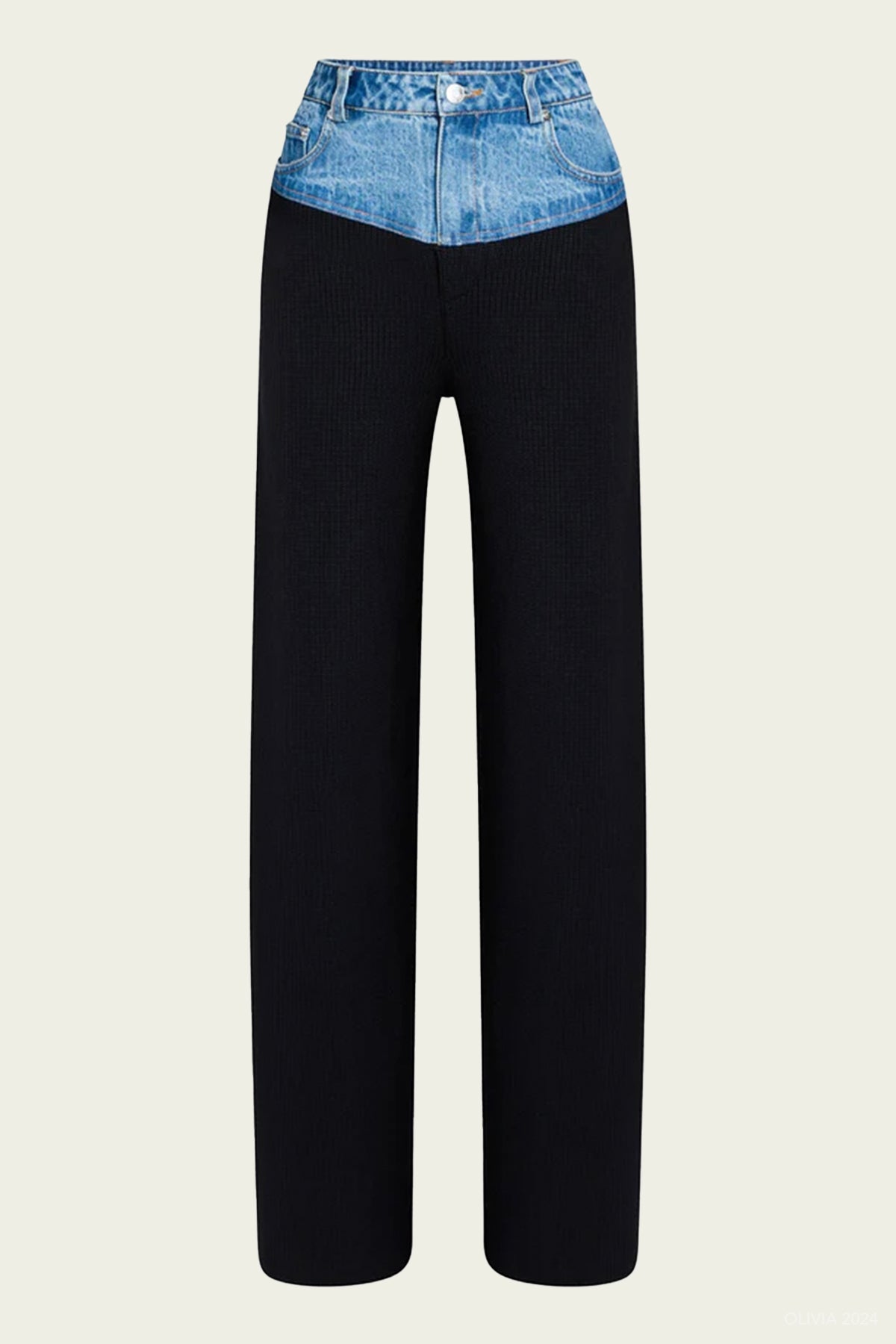 Chani Knit Denim Pant in Black/River - shop - olivia.com