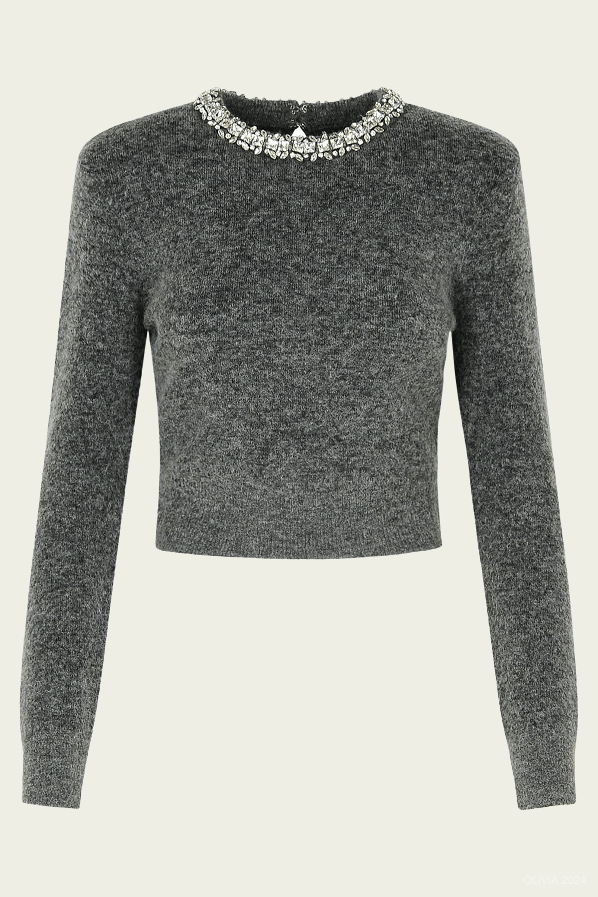 Charcoal Embellished Knit Top - shop - olivia.com