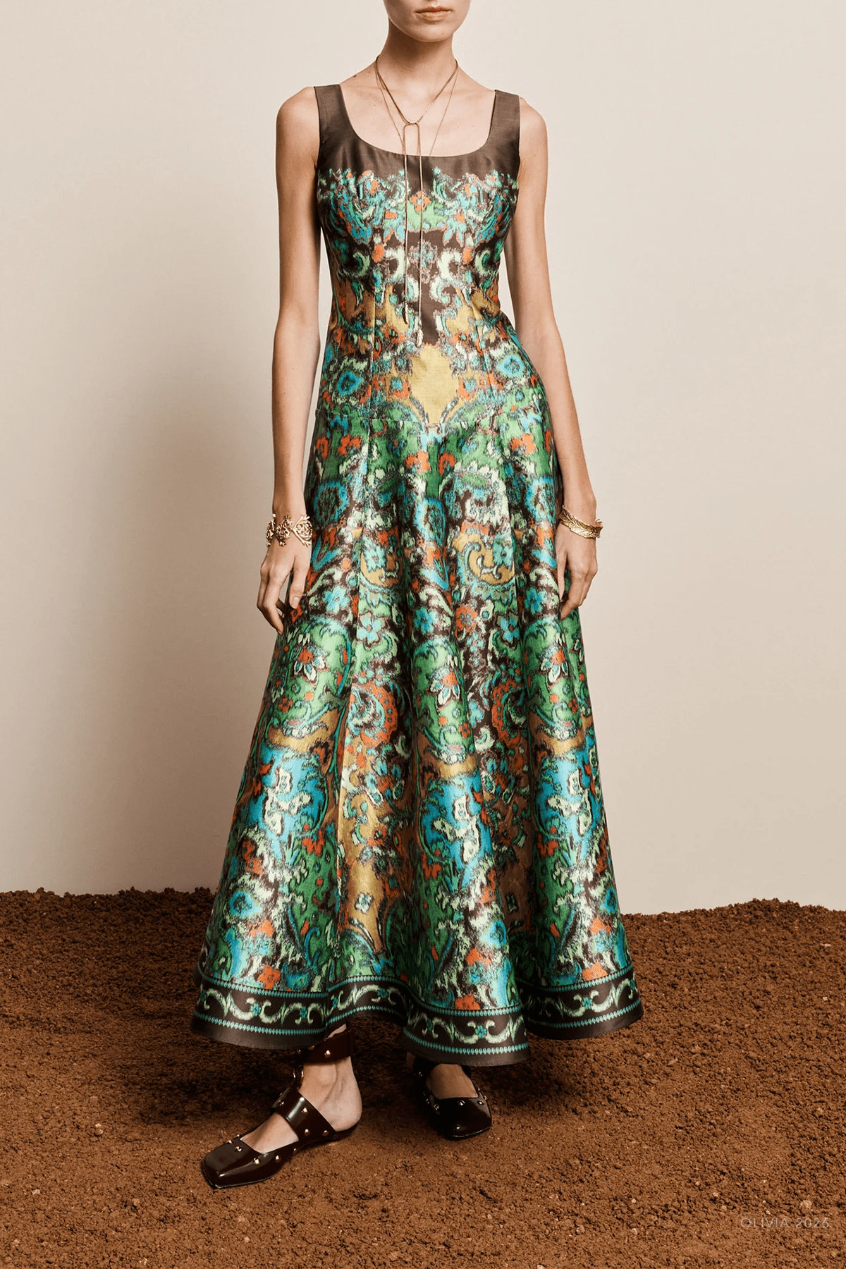Charlotte Gown in Multicolor - shop-olivia.com