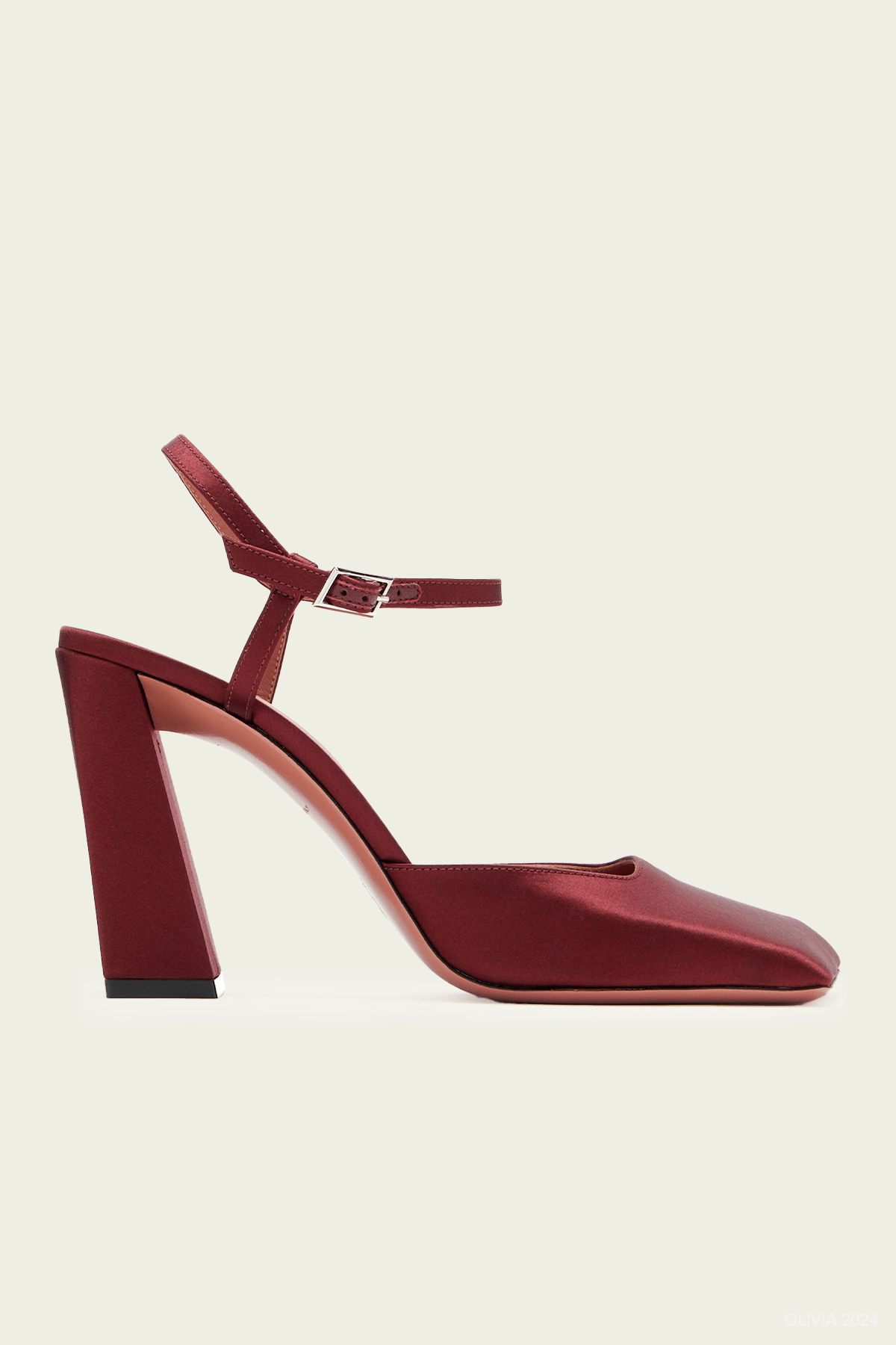 Charlotte Pump in Satin Wine - shop - olivia.com