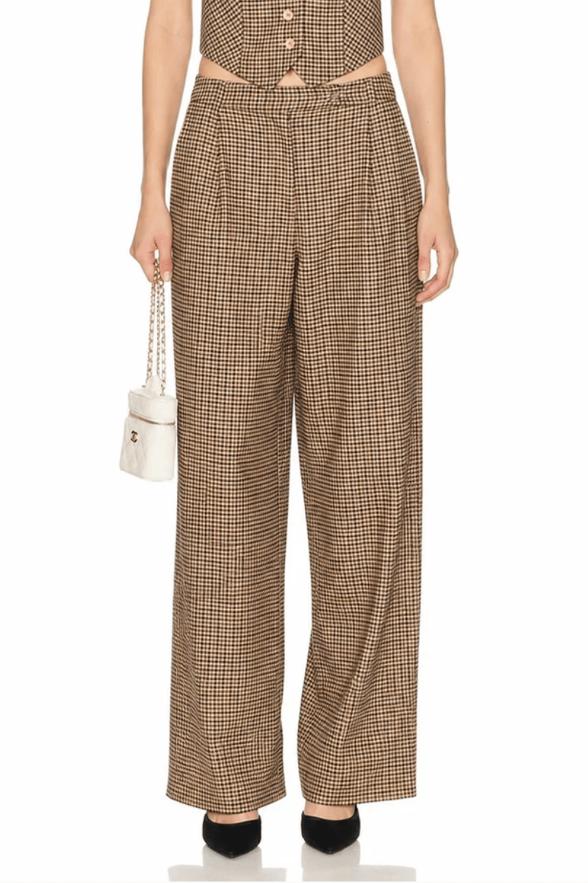 Check Trousers in Brown Plaid - shop-olivia.com