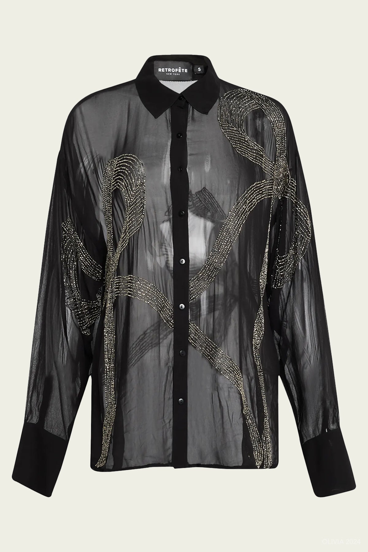 Cherish Embellished Shirt in Black - shop - olivia.com