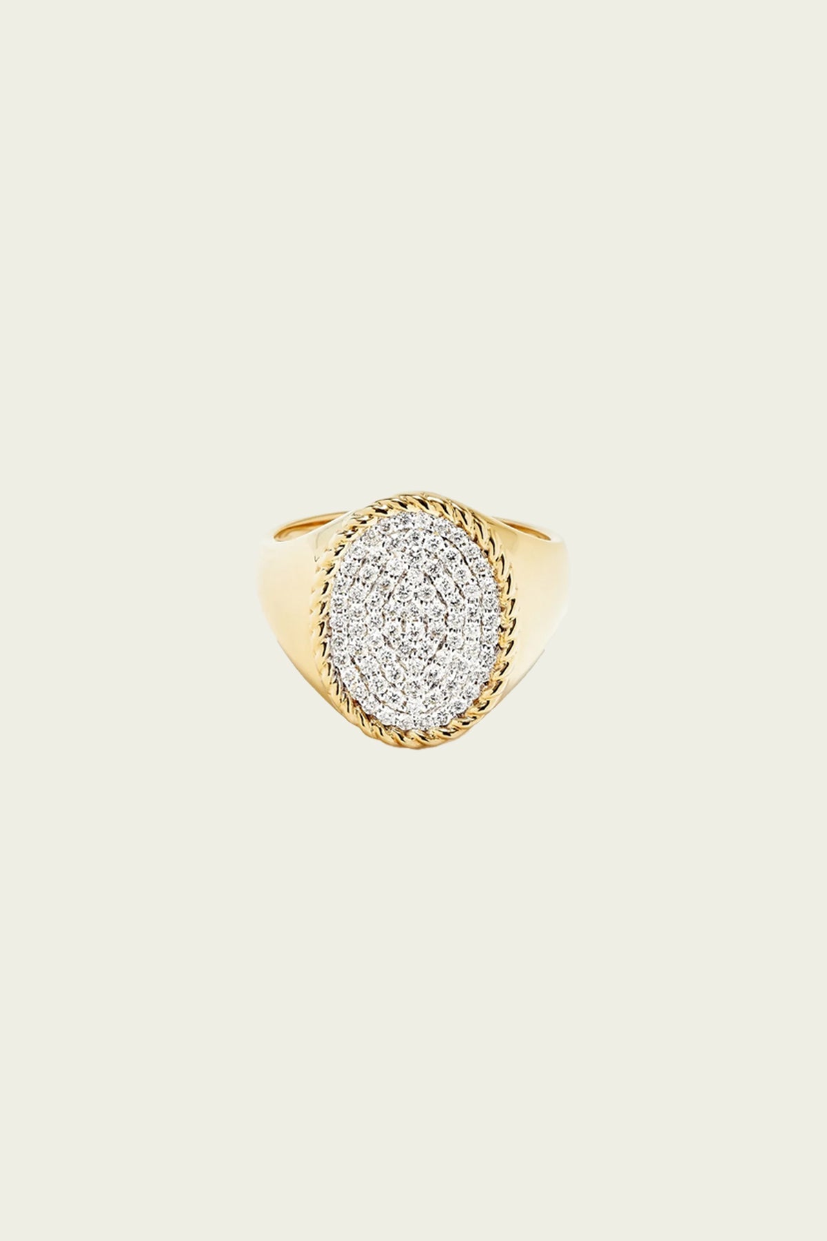 Chevalière Oval Ring in Yellow Gold & Diamonds - shop - olivia.com