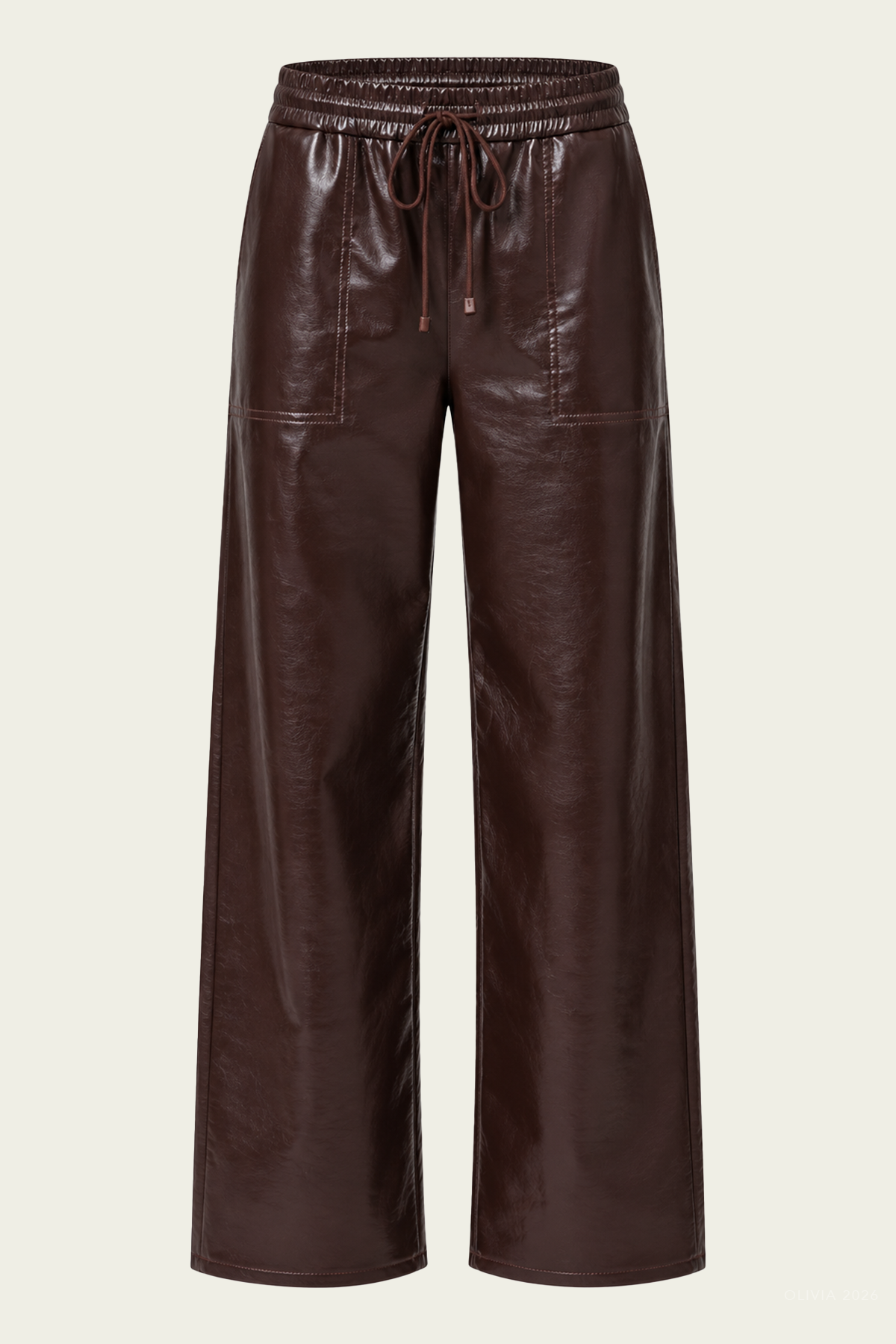 Rework Recycled Leather Pull-On Pant in Burgundy