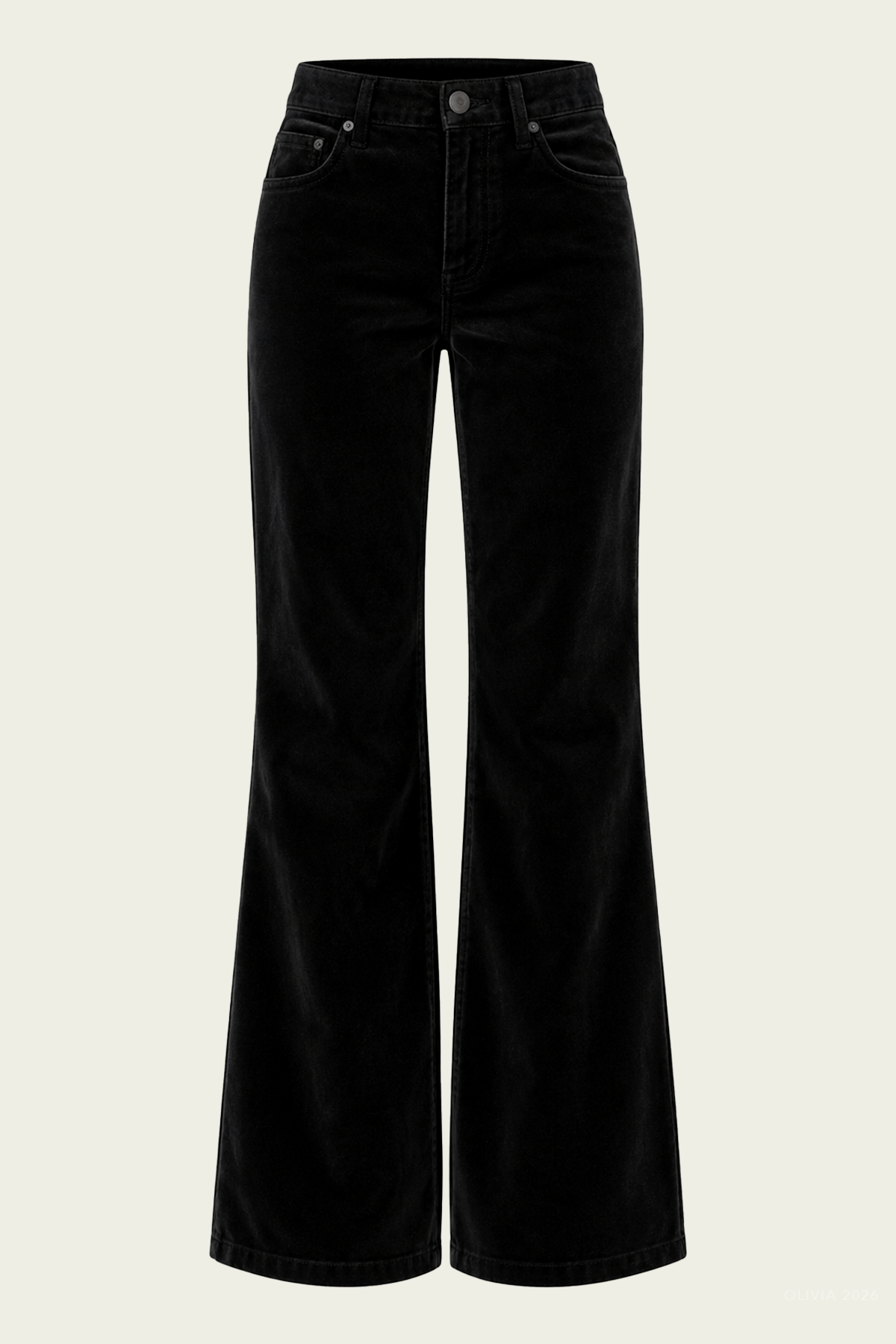 Kimberly 70's Flare Velvet in Onyx